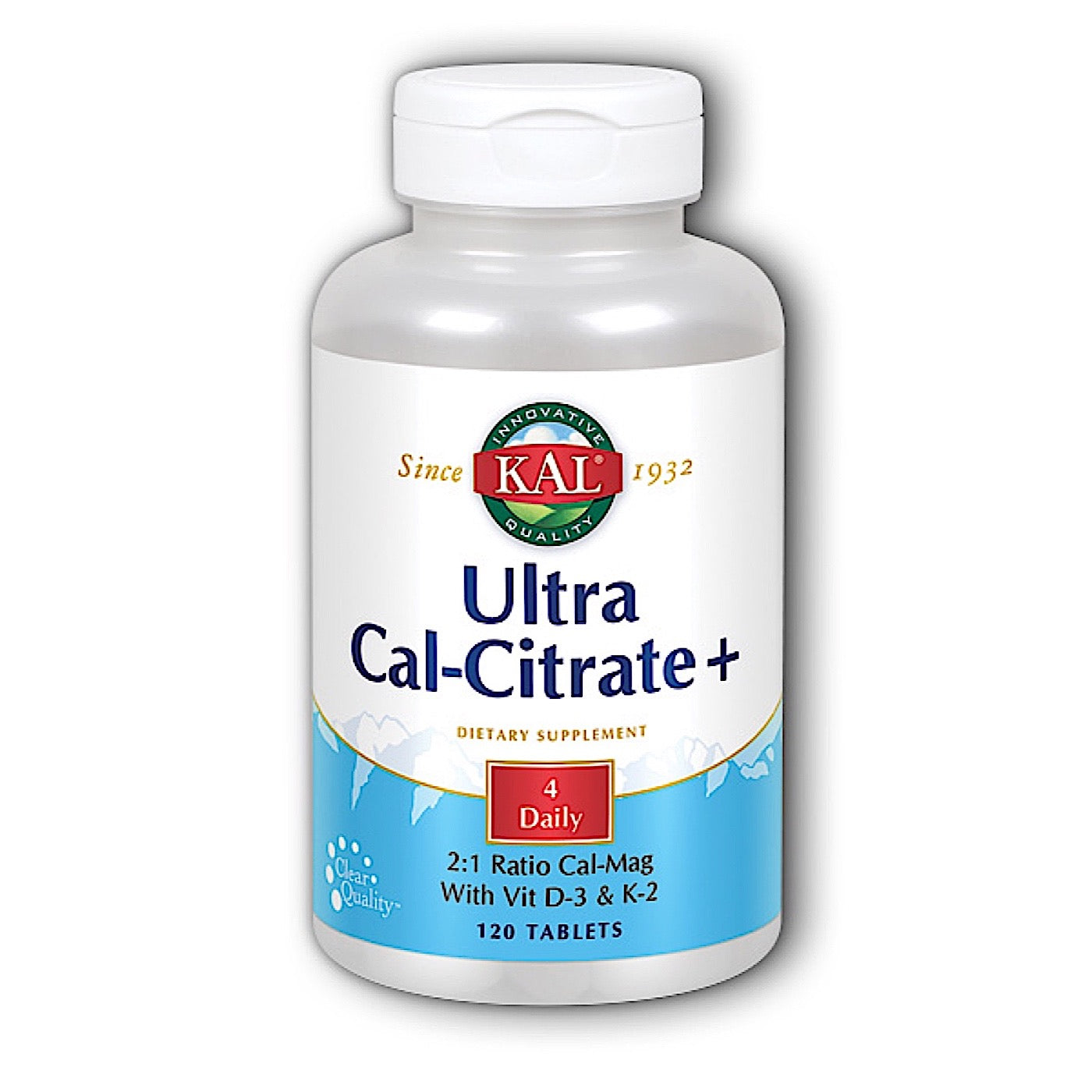 Kal, Cal Citrate+ w/K-2 Ultra 1000mg/45mcg, 120 Tablets UPC 021245464716 | HiLife Vitamins