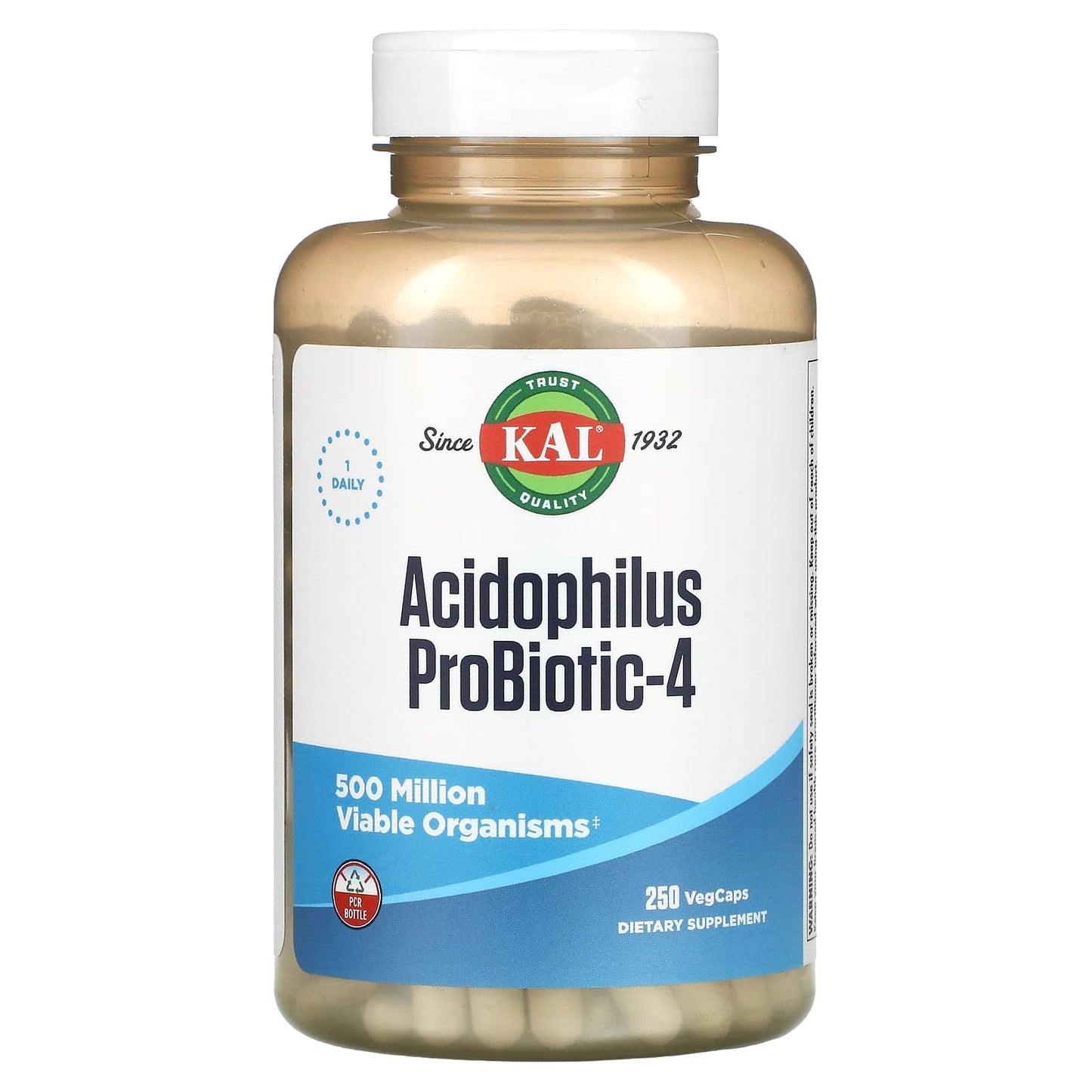Kal, Acidophilus Probiotic-4 500mg, 250 Capsules UPC 021245500186 | HiLife Vitamins