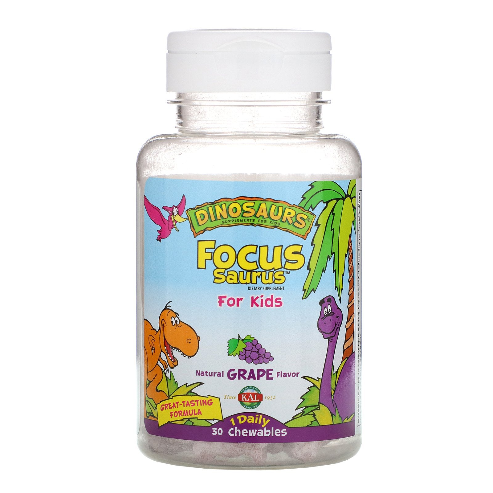 Kal, Focus-Saurus, 30 Chewables UPC 021245503026 | HiLife Vitamins