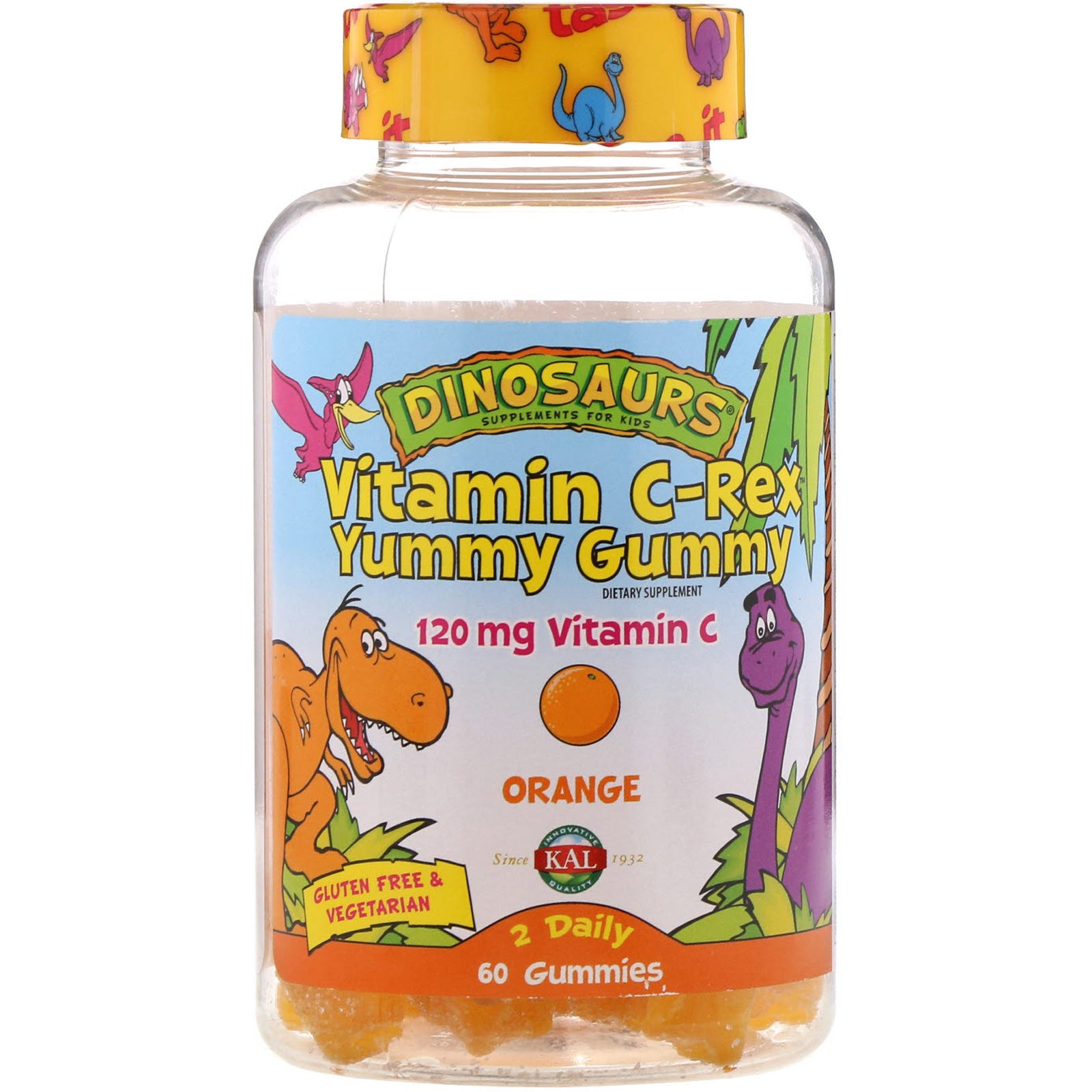 Kal, Vitamin C-RexYummy Gummy Orange, 60 Gummies UPC 021245507635 | HiLife Vitamins