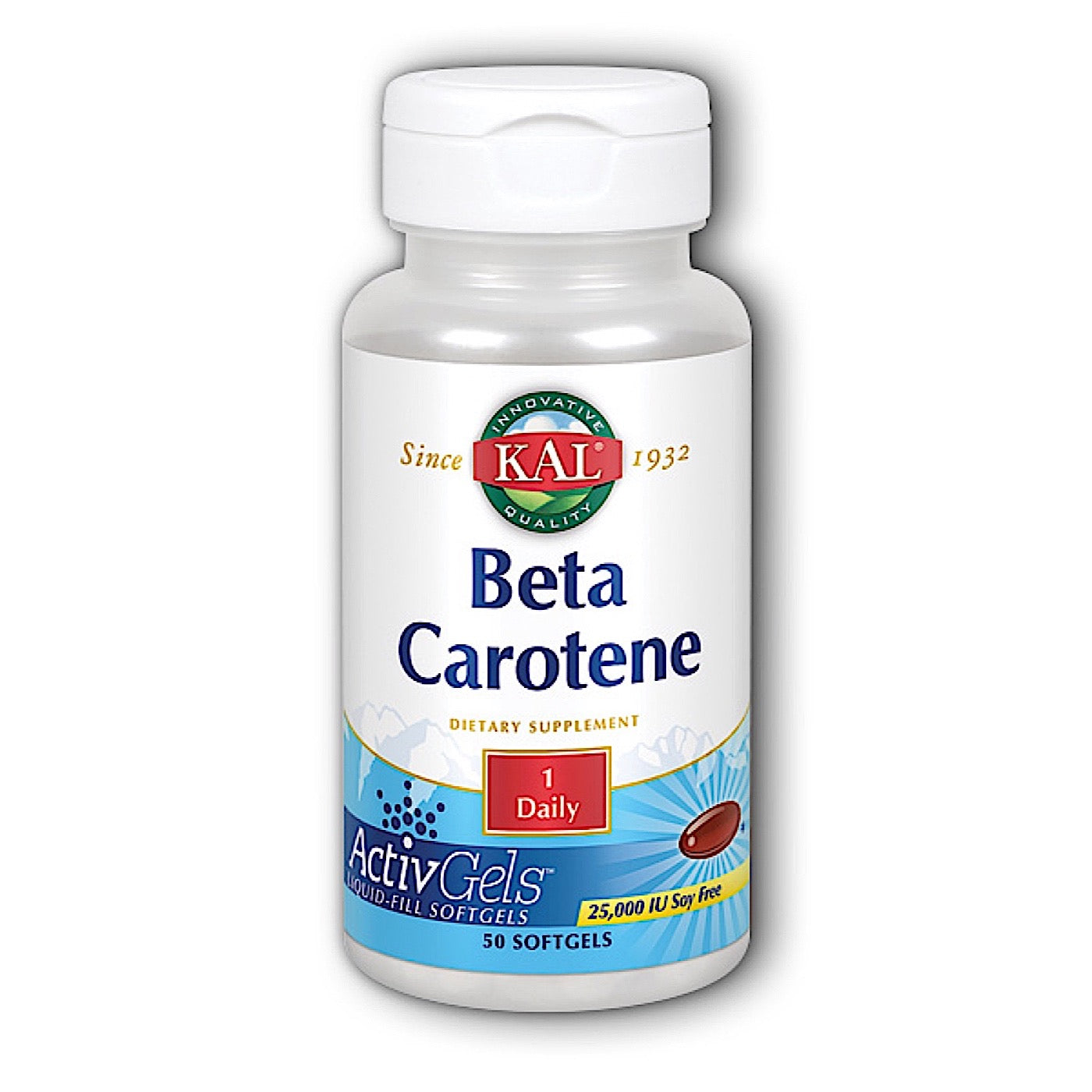 Kal, Beta Carotene 25000iu, 50 Softgels UPC 021245548324 | HiLife Vitamins
