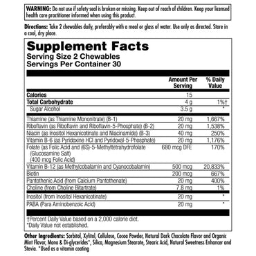 Kal, B-Complex Coenzyme Cocoa Mint, 60 Chewables UPC 021245550907 | Hilife Vitamins