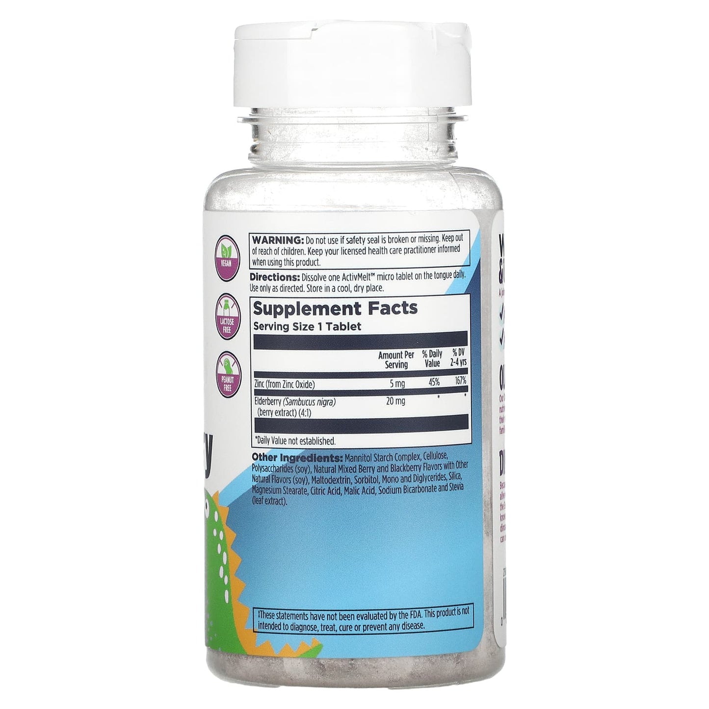 Kal, Zinc Elderberry Activmelt, 90 Lozenges UPC 021245552239 | HiLife Vitamins