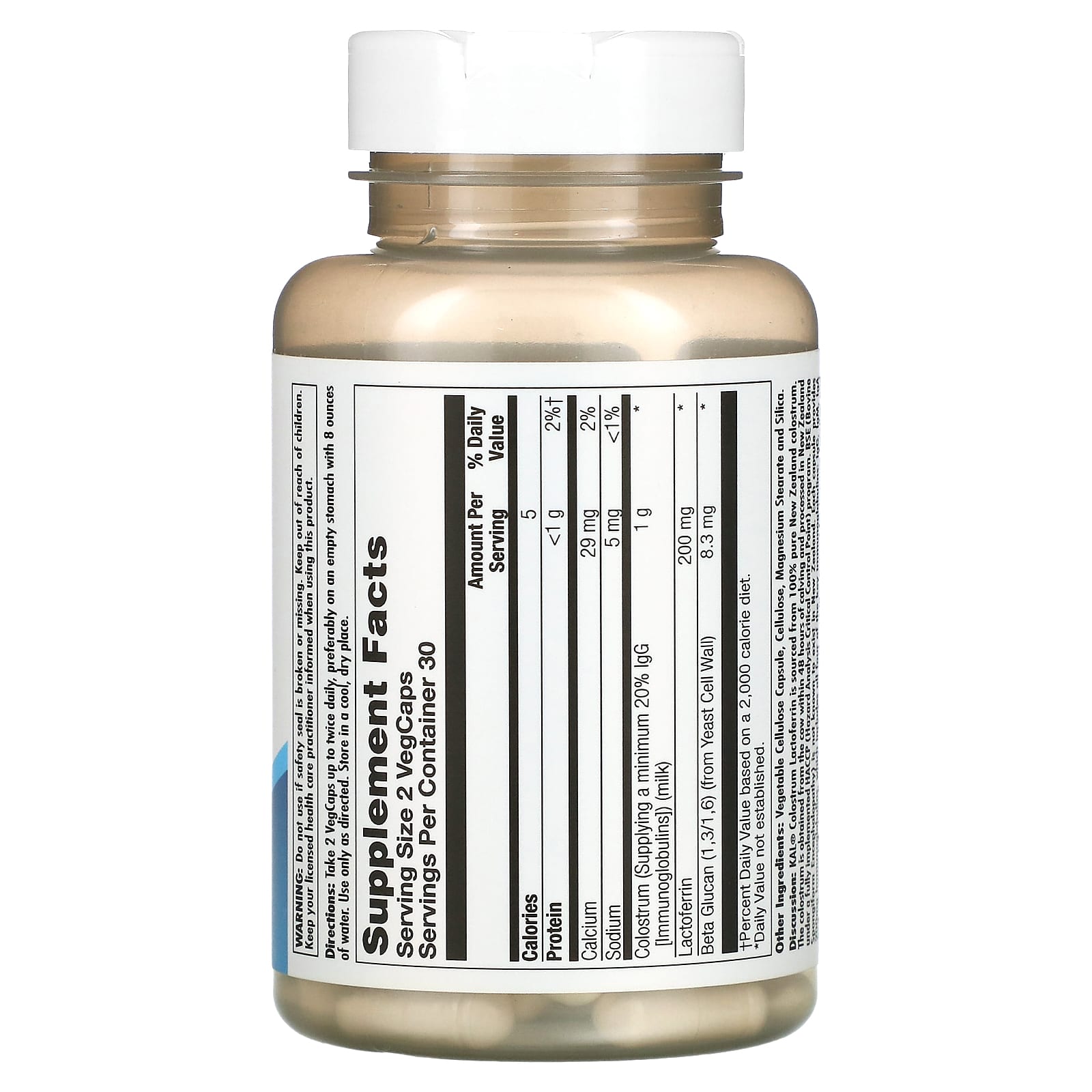 Kal, Colostrum Lactoferrin 1g/200mg, 60 Capsules UPC 021245559047 | HiLife Vitamins