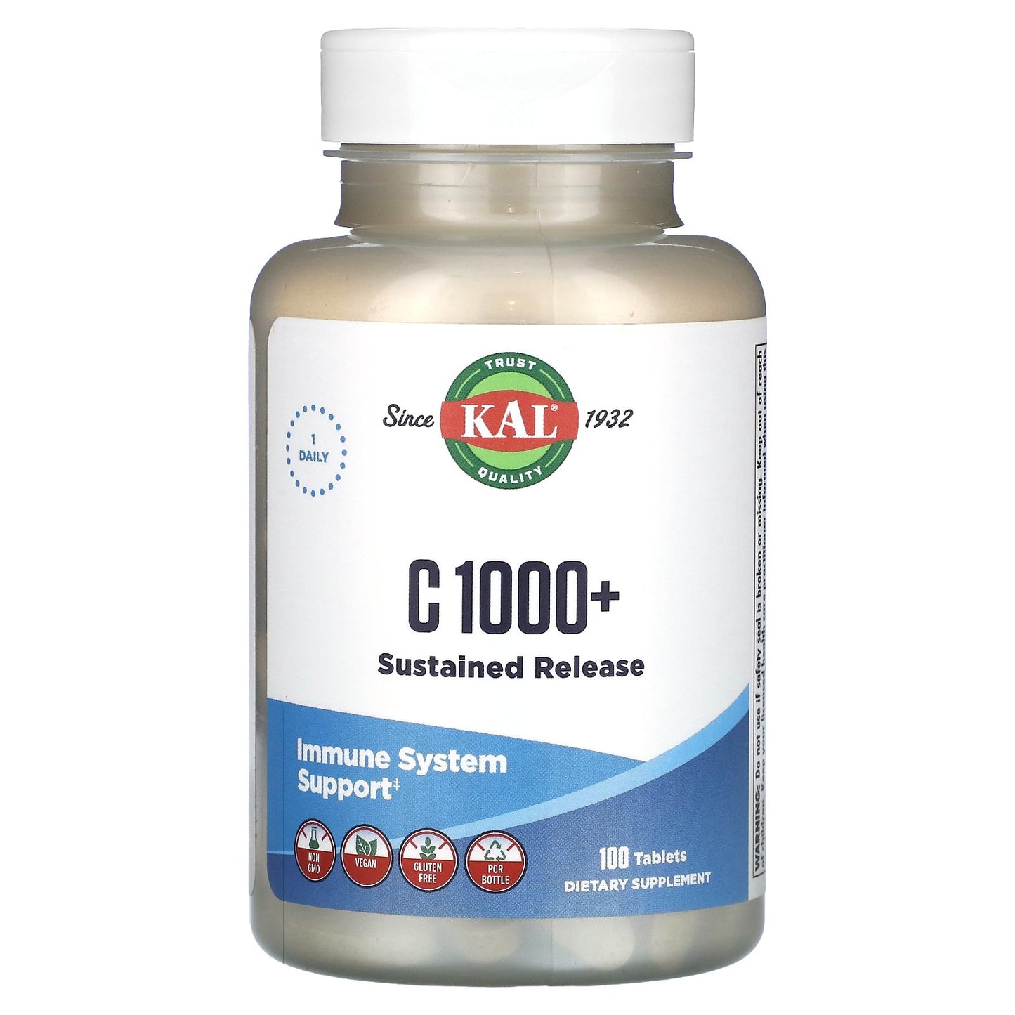 Kal, C 1000+ Sustainable Release, 100 Tablets UPC 021245562146 | HiLife Vitamins