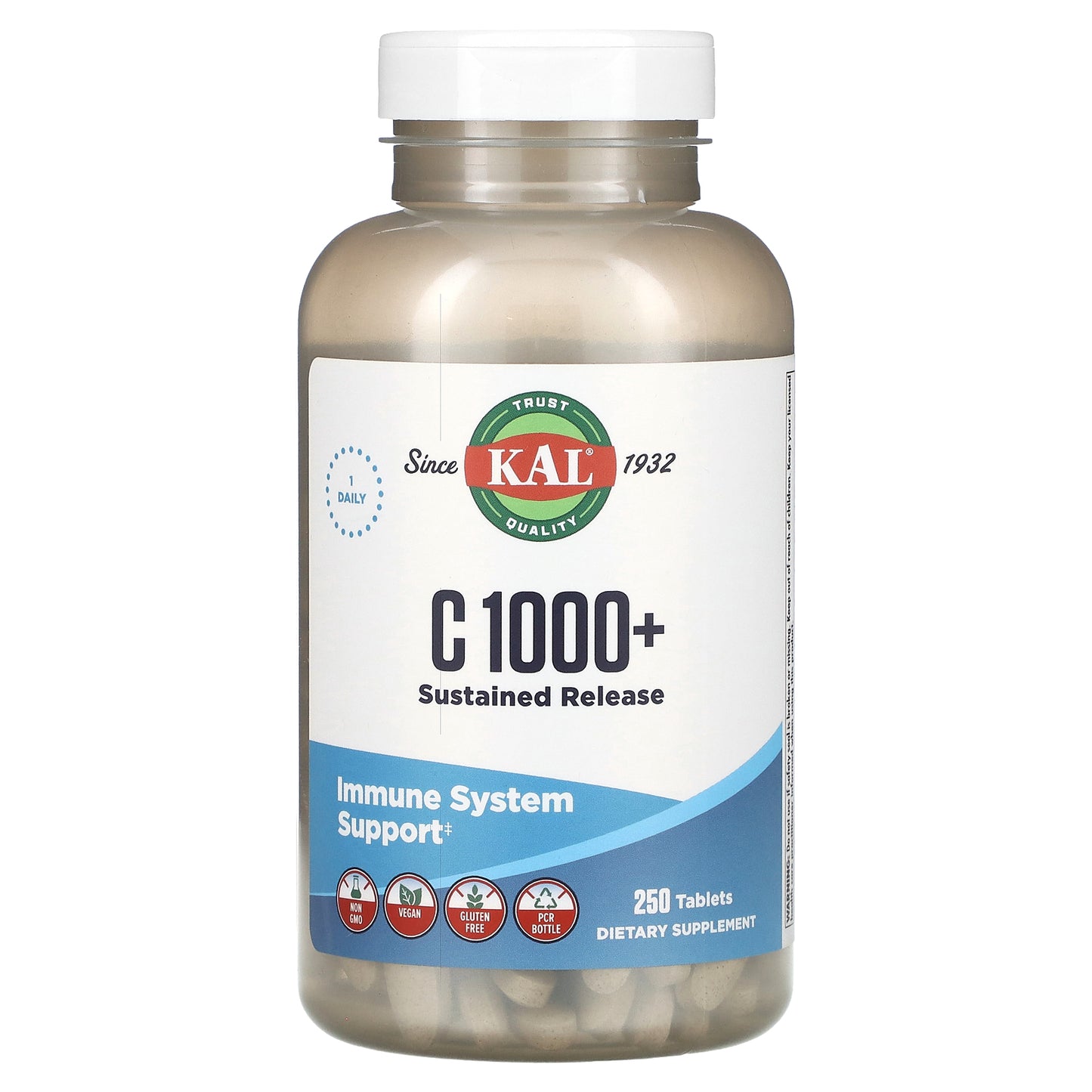 Kal, C 1000+ Sustained Release, 250 Tablets UPC 021245562238 | HiLife Vitamins