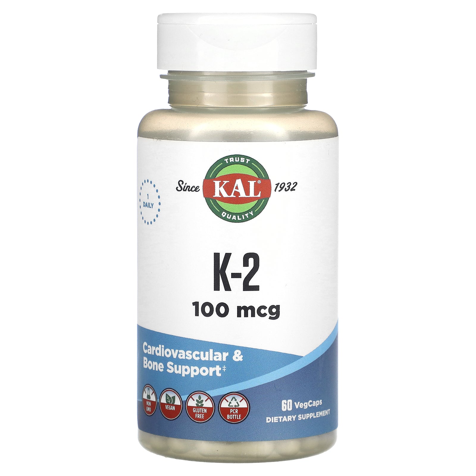Kal, K-2, 100 mcg, 60 Tablets - 021245565093 | HiLife Vitamins