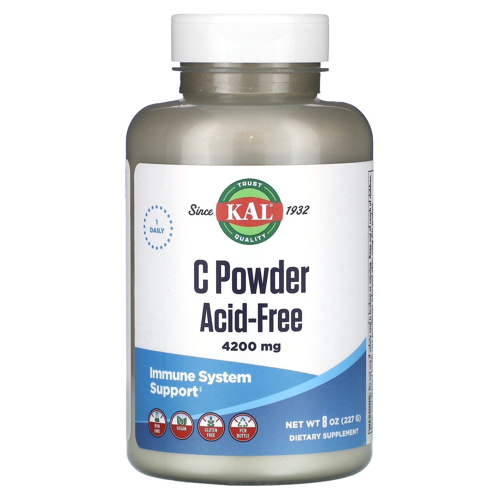 Kal, C Powder, Acid-Free, 4,200 mg, 8 Oz UPC 021245567264 | HiLife Vitamins