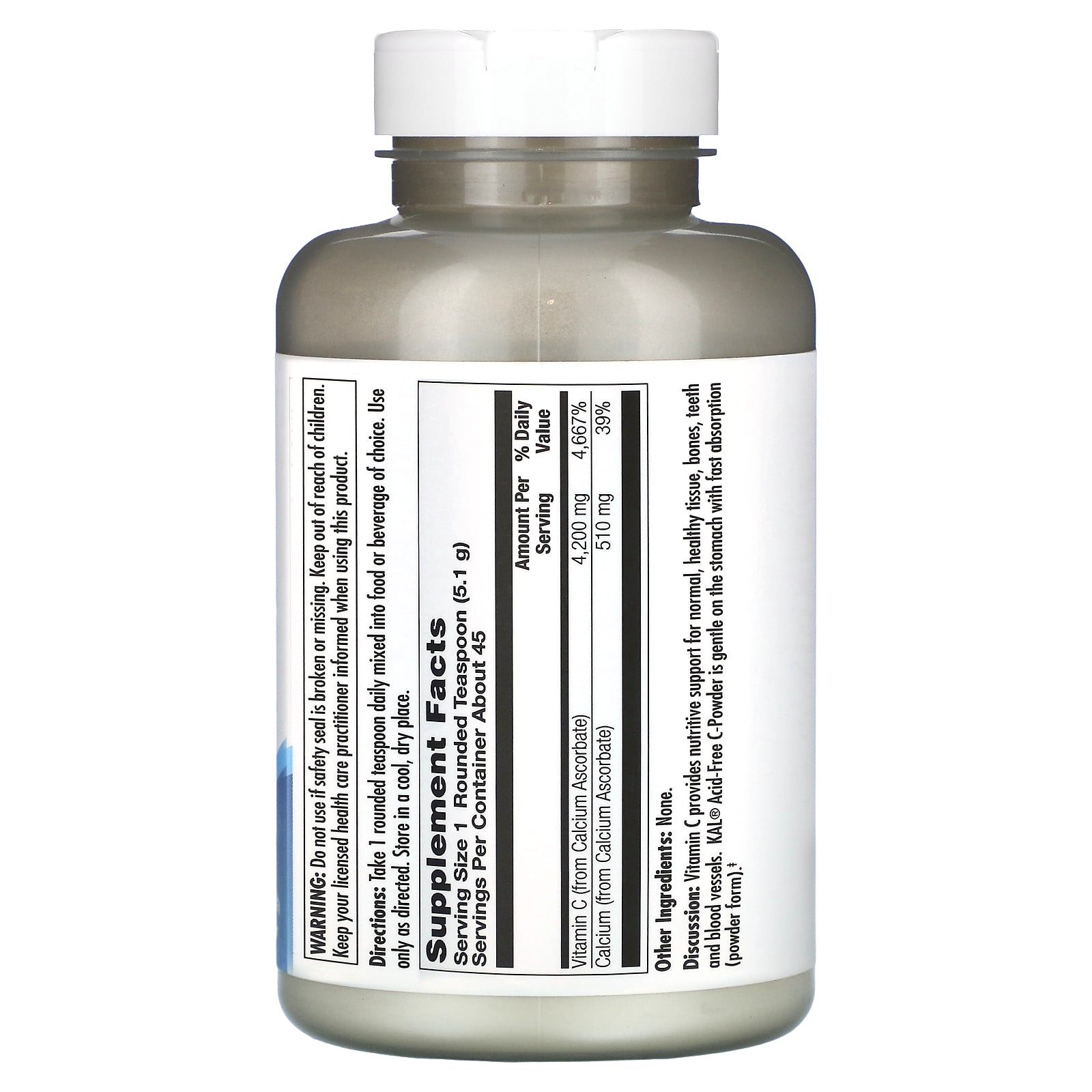 Kal, C Powder, Acid-Free, 4,200 mg, 8 Oz UPC 021245567264 | HiLife Vitamins