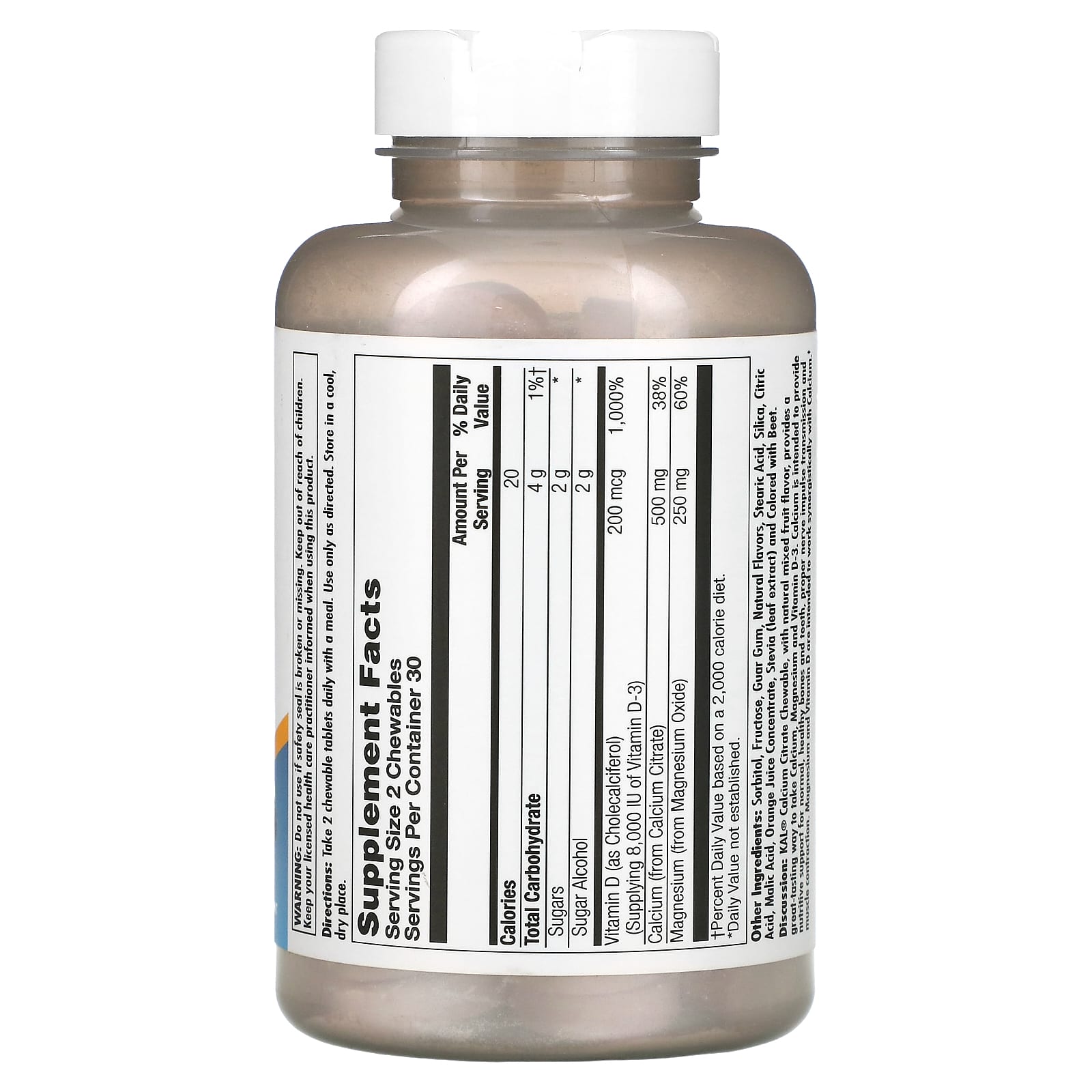 Kal, Cal Citrate+ Mixed Fruit 500mg, 60 Chewables UPC 021245572008 | HiLife Vitamins