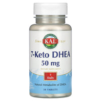 Kal, 7-Keto DHEA, 50 mg, 30 Tablets UPC 021245573326 | HiLife Vitamins