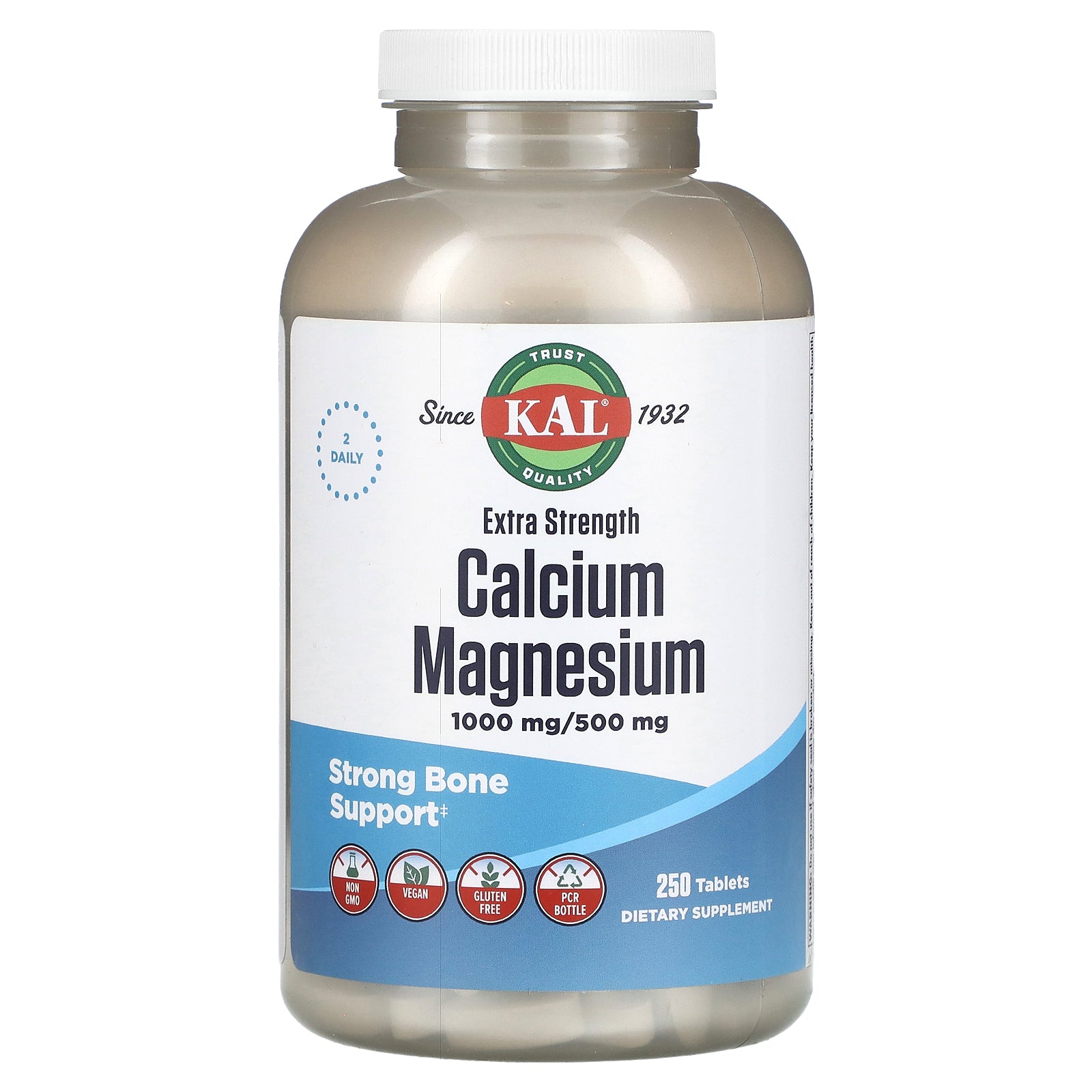 Kal, Calcium Magnesium, Extra Strength, 250 Tablets UPC 021245575252 | HiLife Vitamins