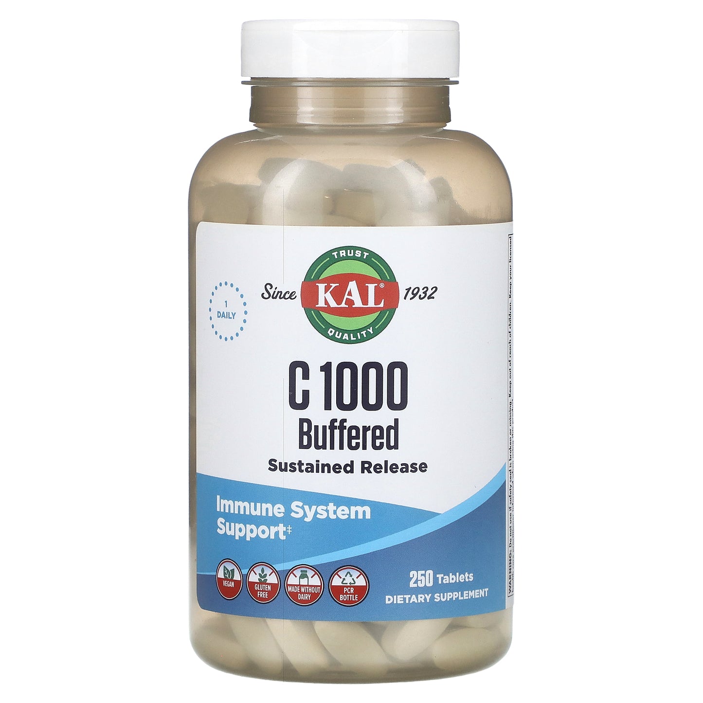 Kal, C 1000 Sustained Release, Buffered, 250 Tablets UPC 021245576808 | HiLife Vitamins