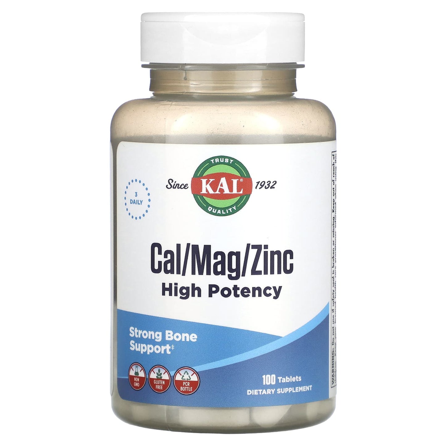 Kal, Cal/Mag/Zinc, High Potency, 100 Tablets UPC 021245577102 | HiLife Vitamins