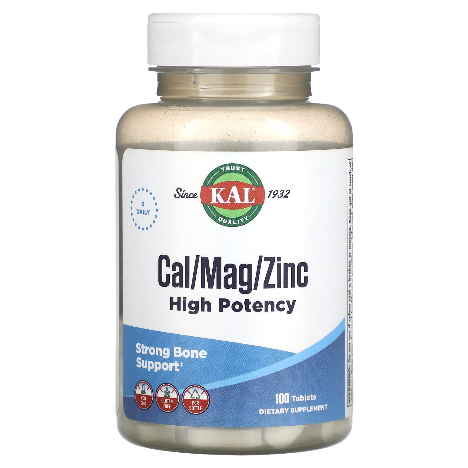 Kal, Cal/Mag/Zinc, High Potency, 100 Tablets UPC 021245577102 | HiLife Vitamins