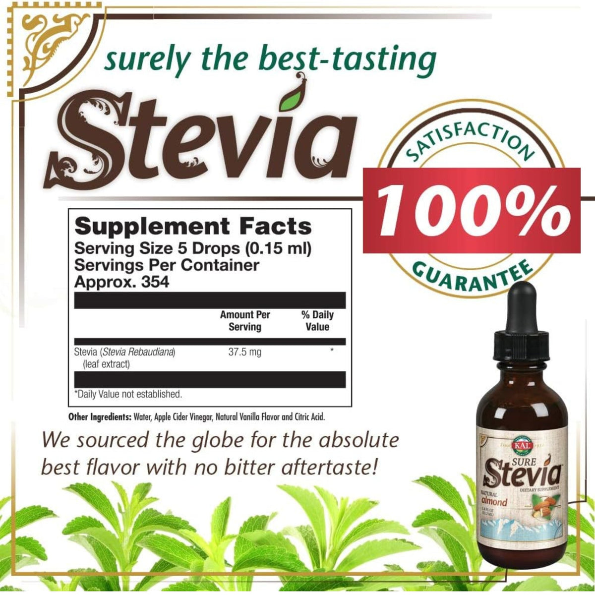 Kal, Pure Stevia Liquid Almond Extract, 1.8 Oz UPC 021245588849 | Hilife Vitamins