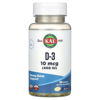 Kal, D-3, 10 mcg (400 IU), 100 Softgels UPC 021245600008 | HiLife Vitamins