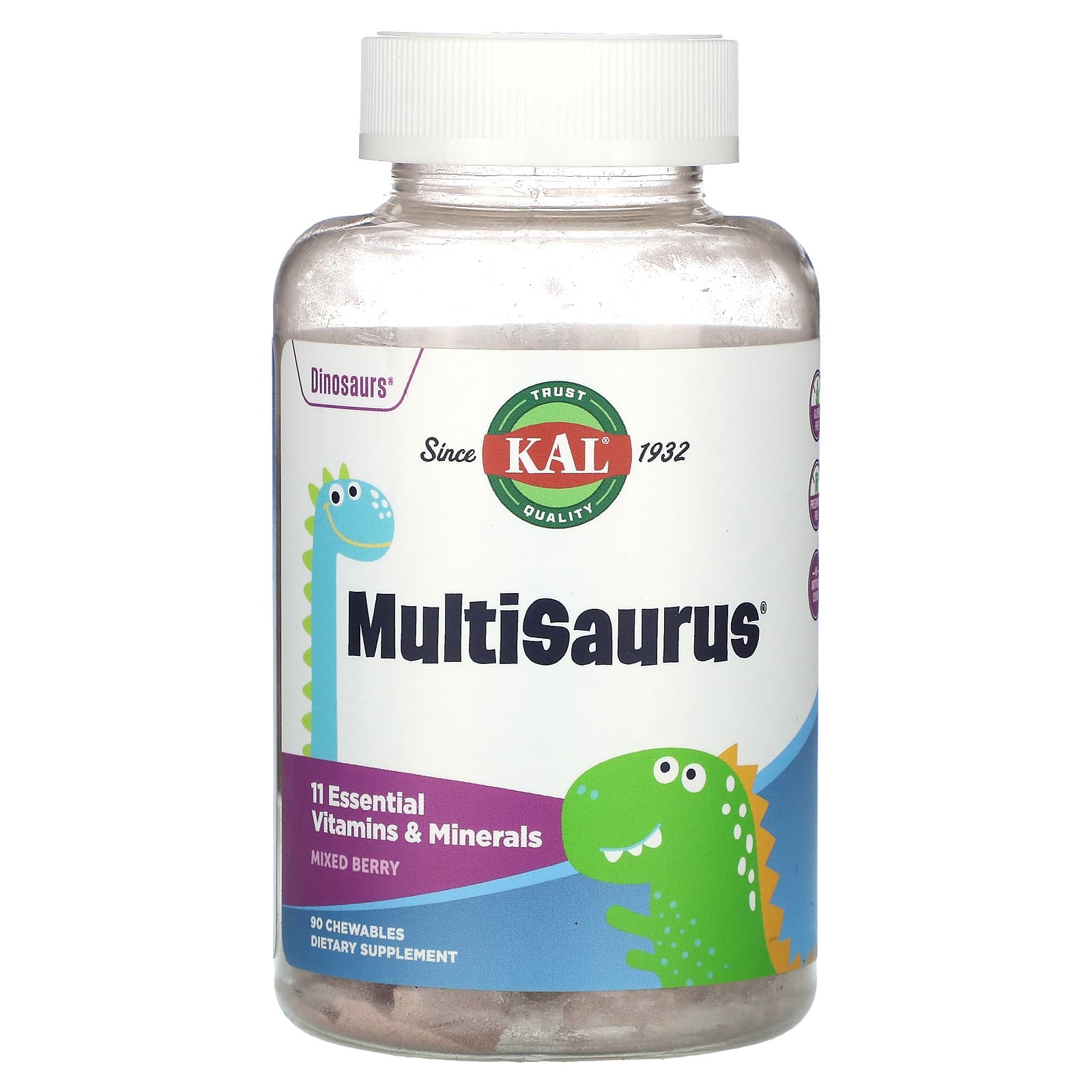 Kal, MultiSaurusMixed Berry, 120 Chewables UPC 021245602125 | HiLife Vitamins