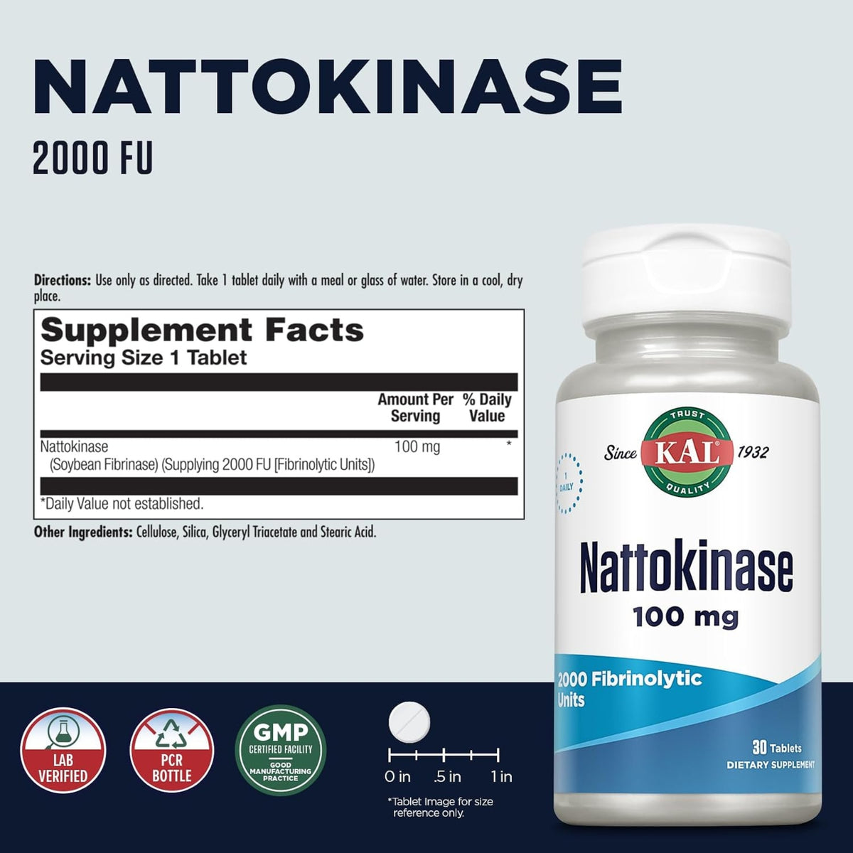 Kal, Nattokinase, 100 mg, 30 Tablets UPC 021245639053 | Hilife Vitamins