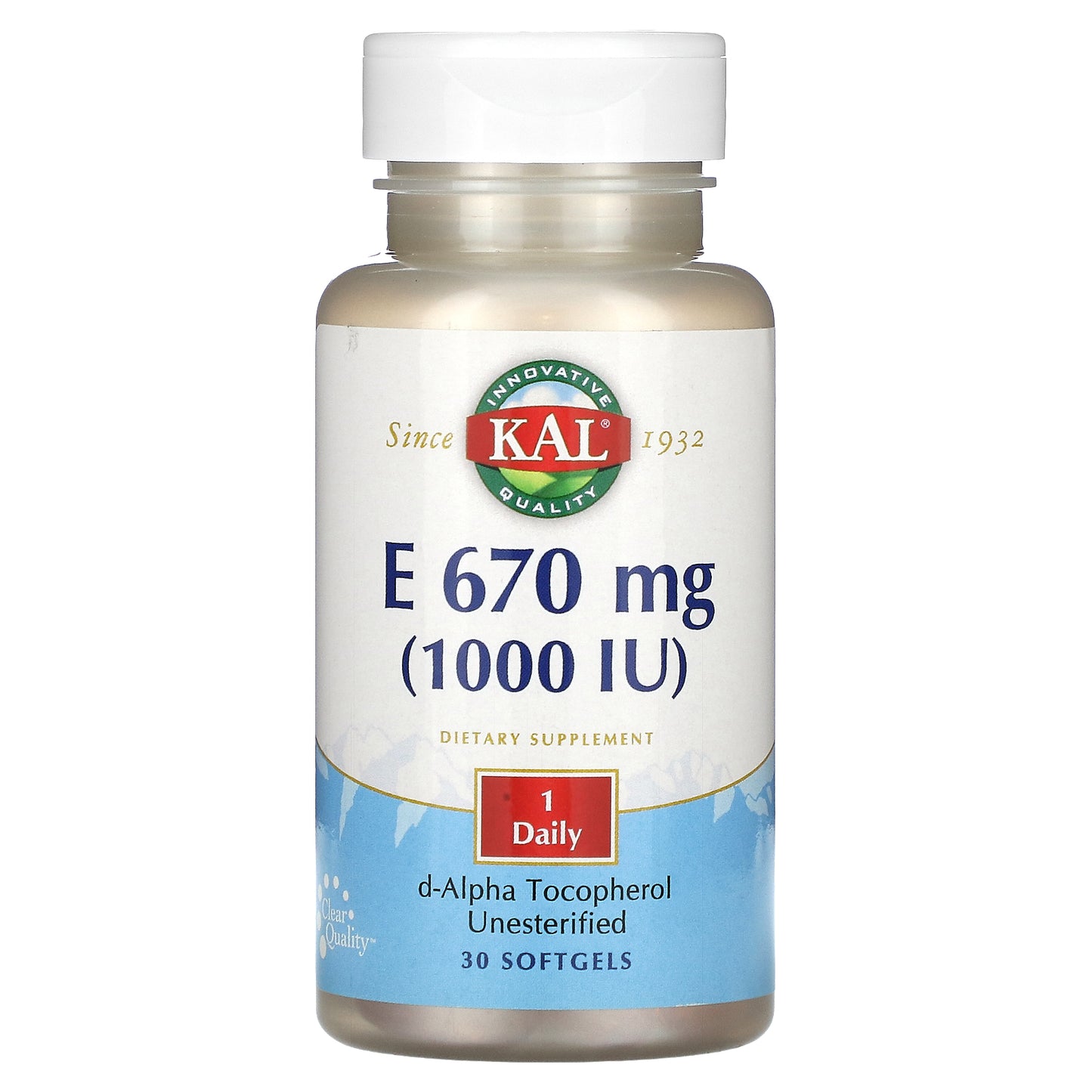 Kal, E, 670 mg (1,000 IU), 30 Softgels UPC 021245655121 | HiLife Vitamins