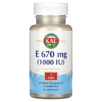Kal, E, 670 mg (1,000 IU), 30 Softgels UPC 021245655121 | HiLife Vitamins