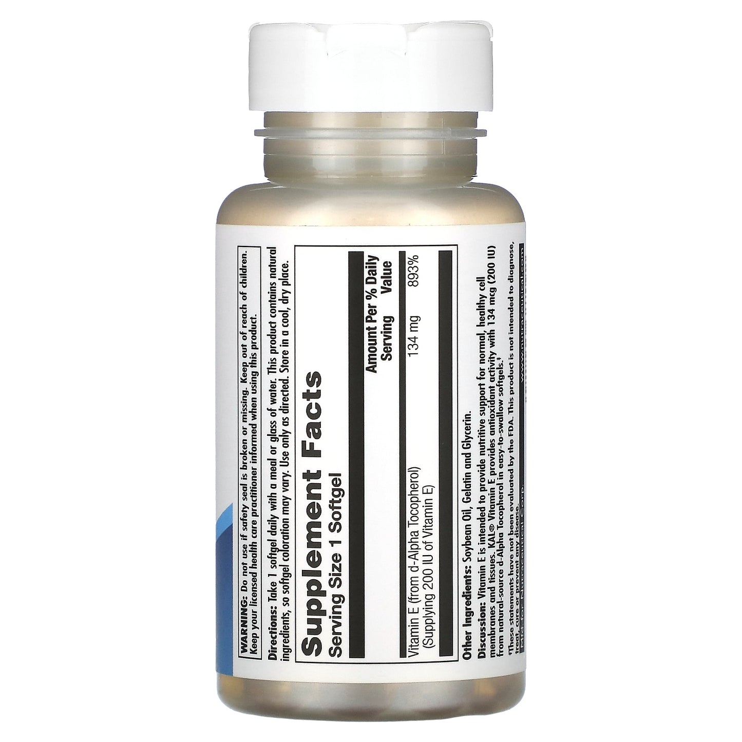 Kal, Vitamin E, 134 mg (200 IU), 90 Softgels UPC 021245687092 | HiLife Vitamins