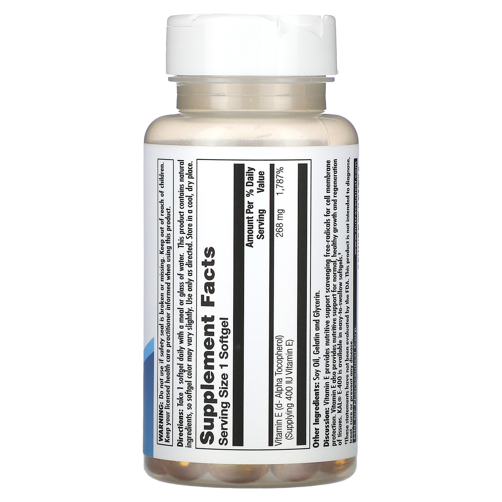 Kal, Vitamin E, 268 mg (400 IU), 90 Softgels UPC 021245689096 | HiLife Vitamins