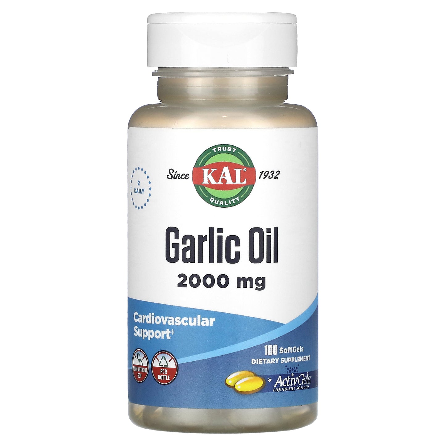 Kal, Garlic Oil, 1,000 mg, 100 Softgels UPC 021245702368 | HiLife Vitamins