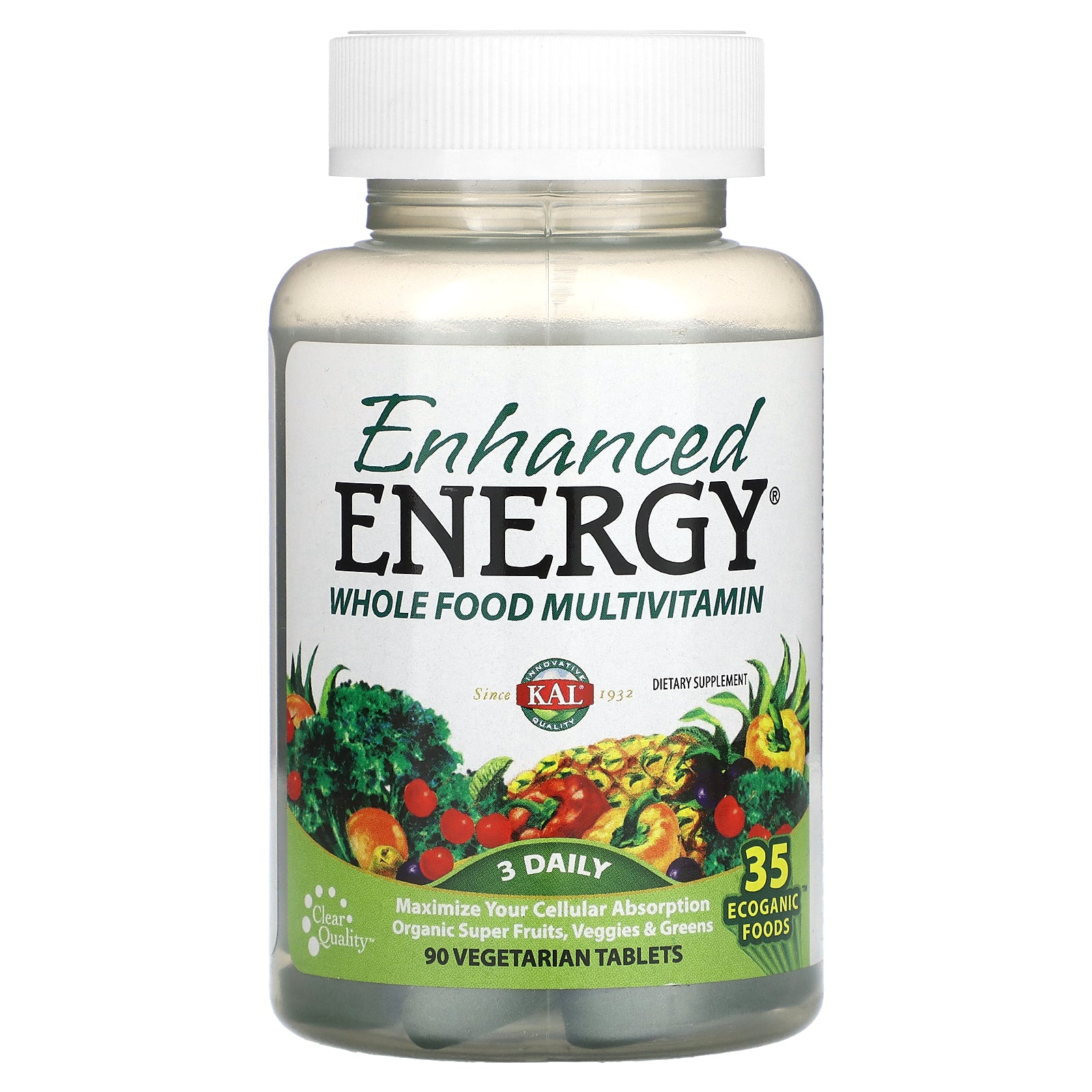 Kal, Enhanced Energy, Whole Food Multivitamin, 90 Tablets UPC 021245710004 | HiLife Vitamins