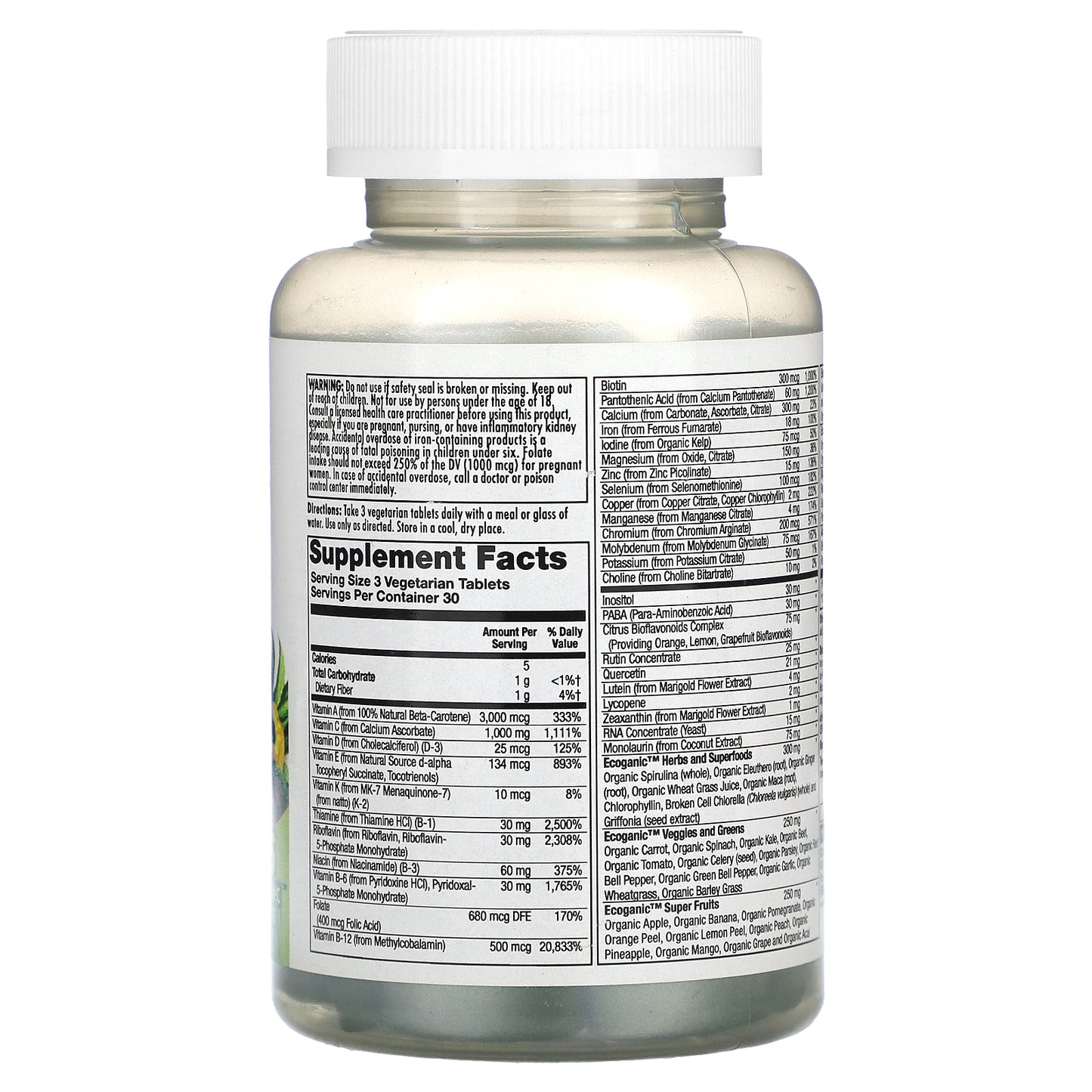 Kal, Enhanced Energy, Whole Food Multivitamin, 90 Tablets UPC 021245710004 | HiLife Vitamins