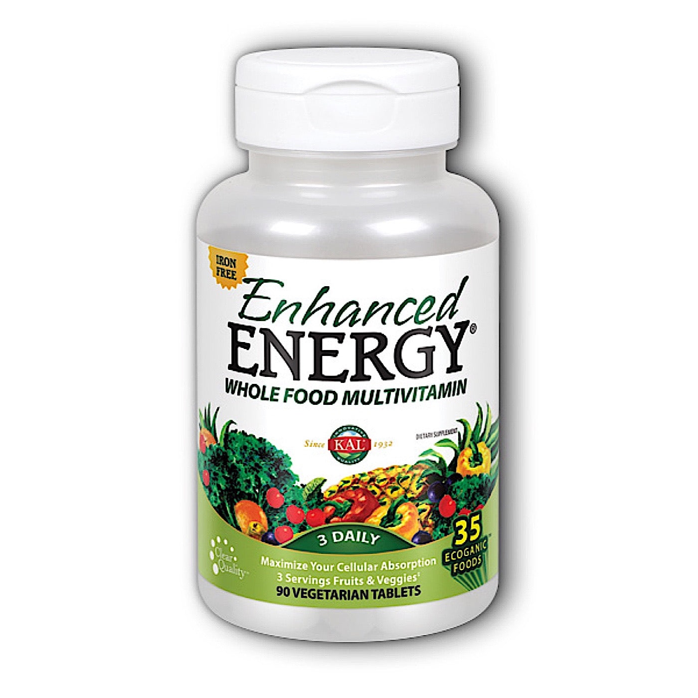 Kal, Enhanced Energy Iron Free, 90 Tablets UPC 021245710028 | HiLife Vitamins