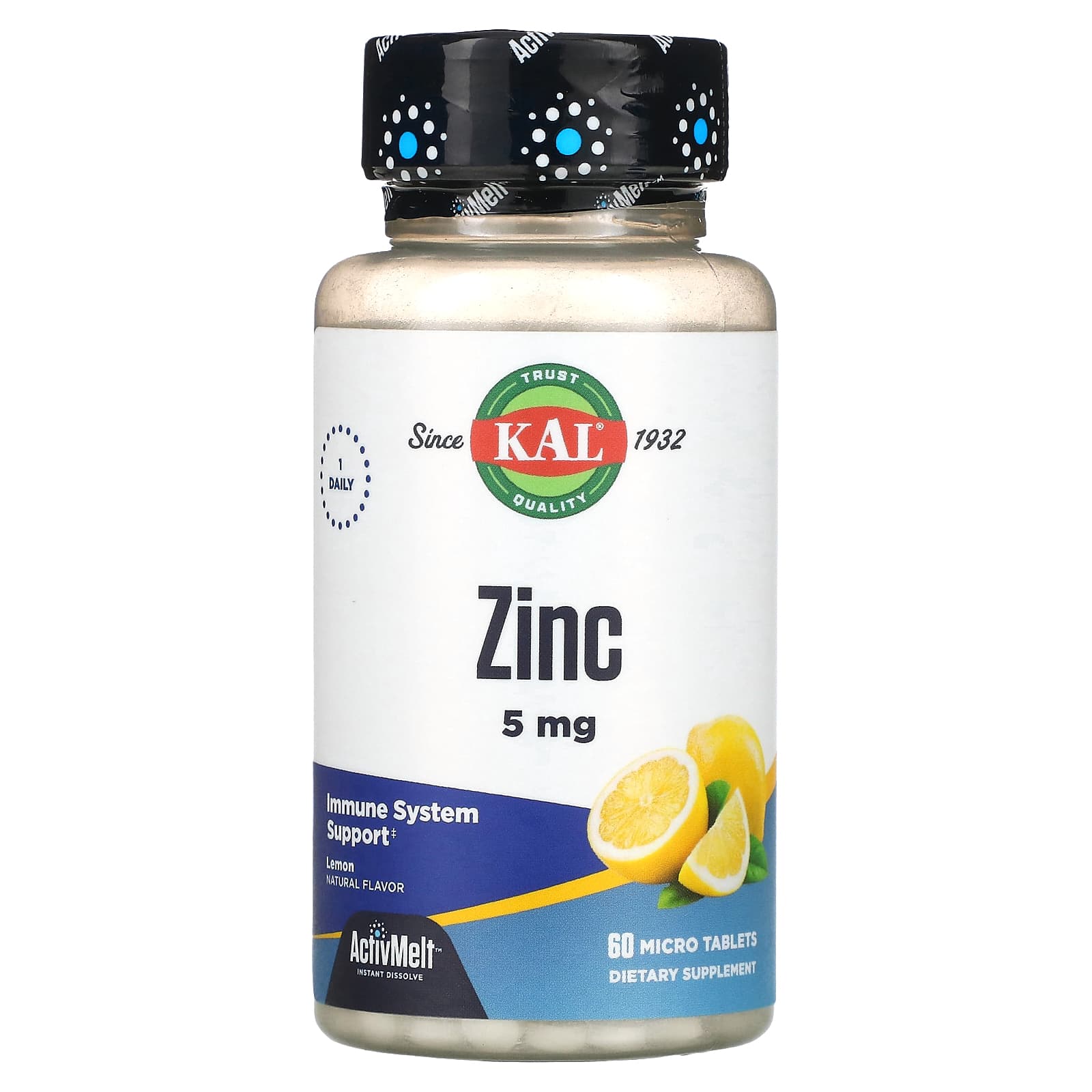 Kal, Zinc Activmelt, 60 Lozenges UPC 021245718758 | HiLife Vitamins