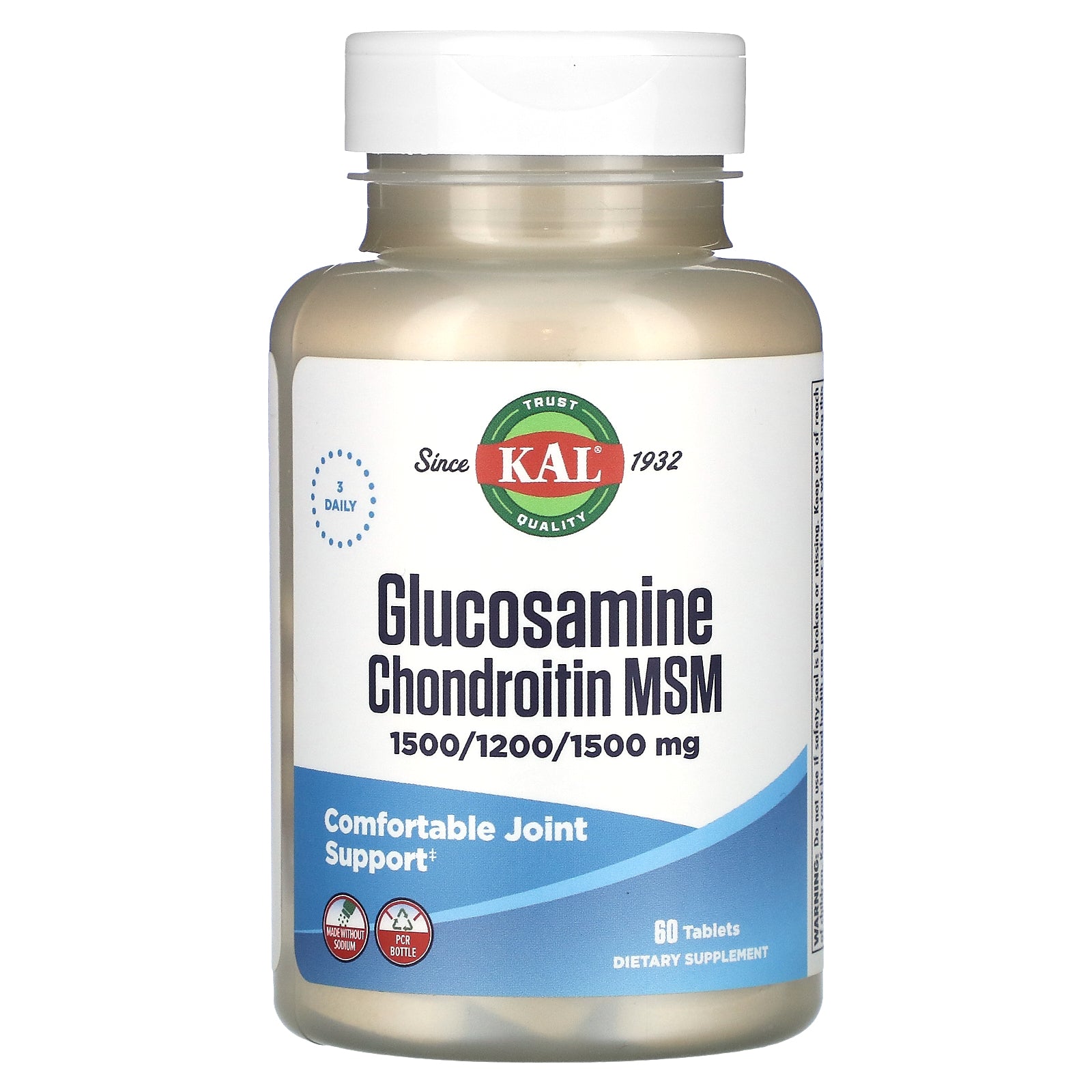 Kal, Glucosamine Chondroitin MSM, 60 Tablets UPC 021245726609 | HiLife Vitamins