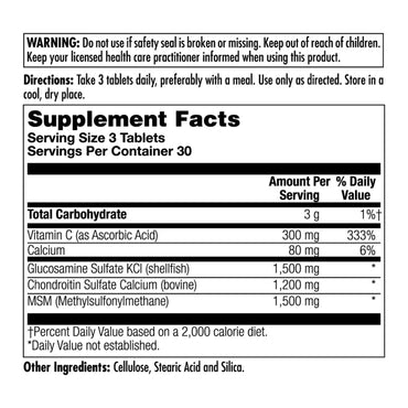 Kal, Glucosamine Chondroitin MSM, 90 Tablets UPC 021245726616 | Hilife Vitamins