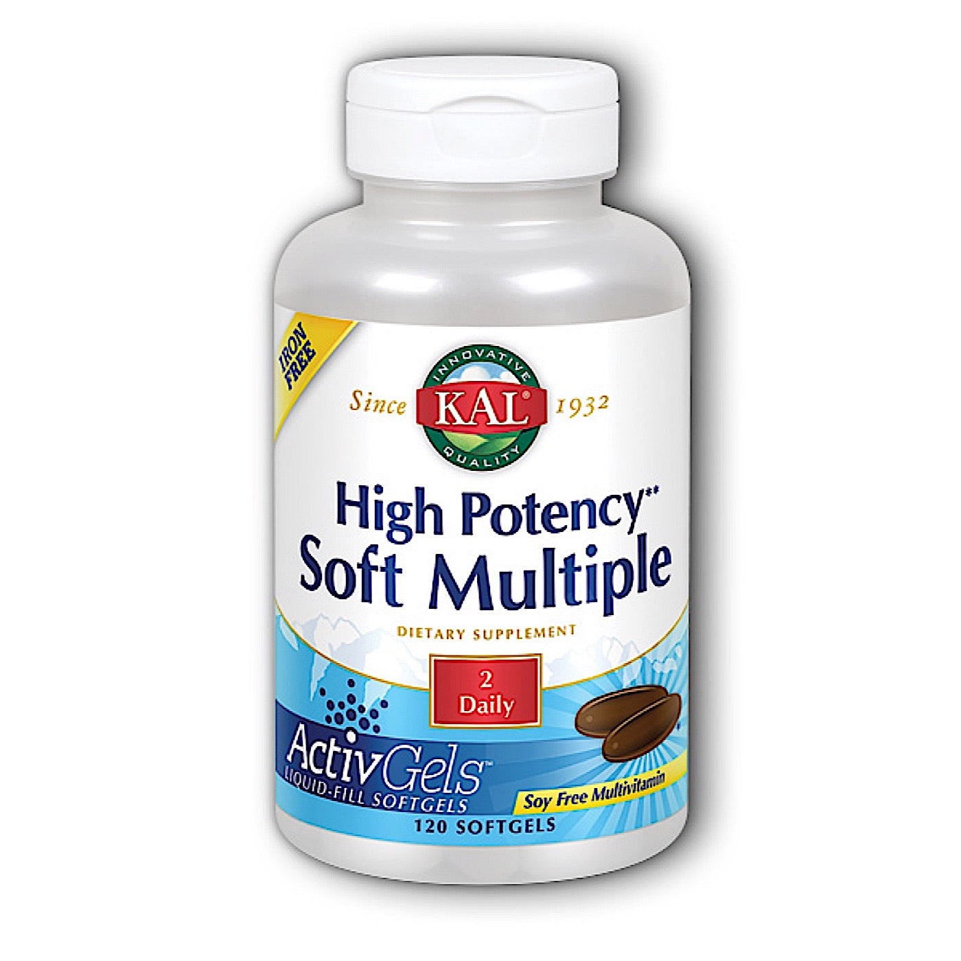 Kal, High Potency Soft Multiple Iron Free, 120 Softgels UPC 021245727163 | HiLife Vitamins