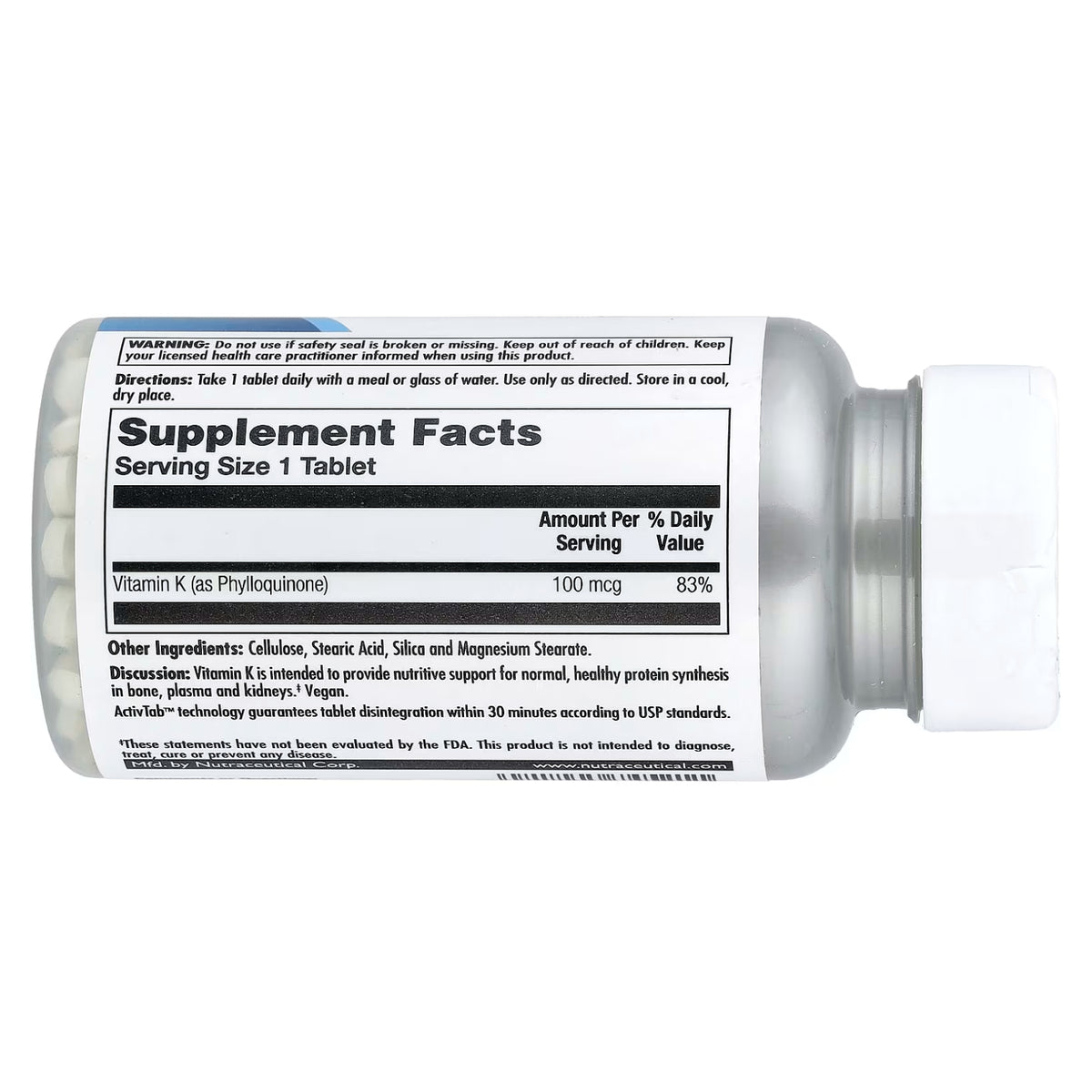 Kal, Vitamin K, 100 mcg, 100 Tablets UPC 021245745211 | Hilife Vitamins