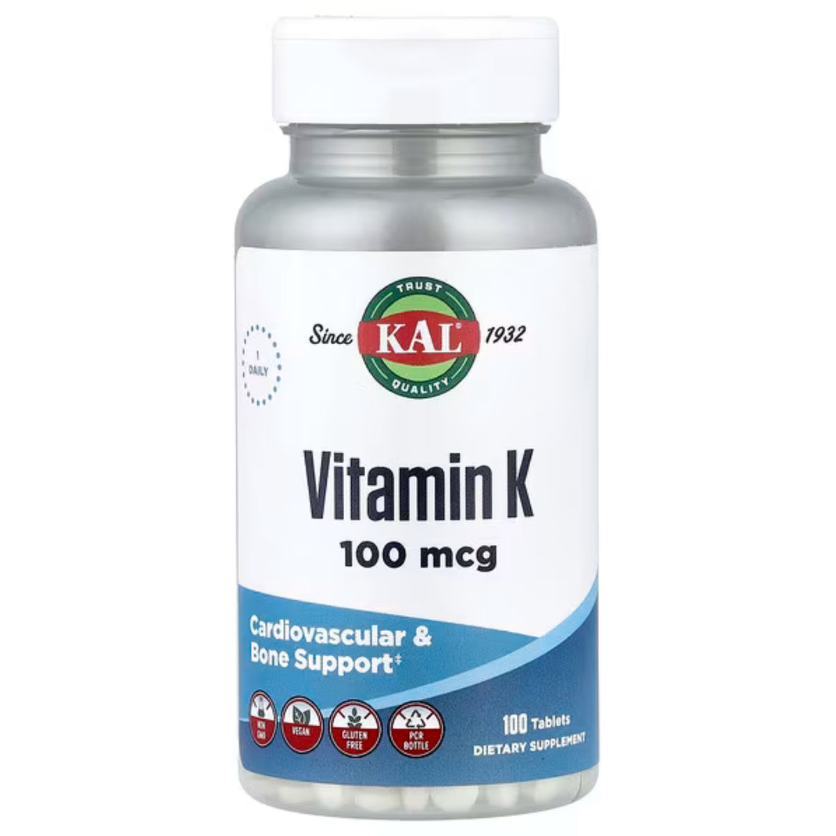 Kal, Vitamin K, 100 mcg, 100 Tablets UPC 021245745211 | Hilife Vitamins