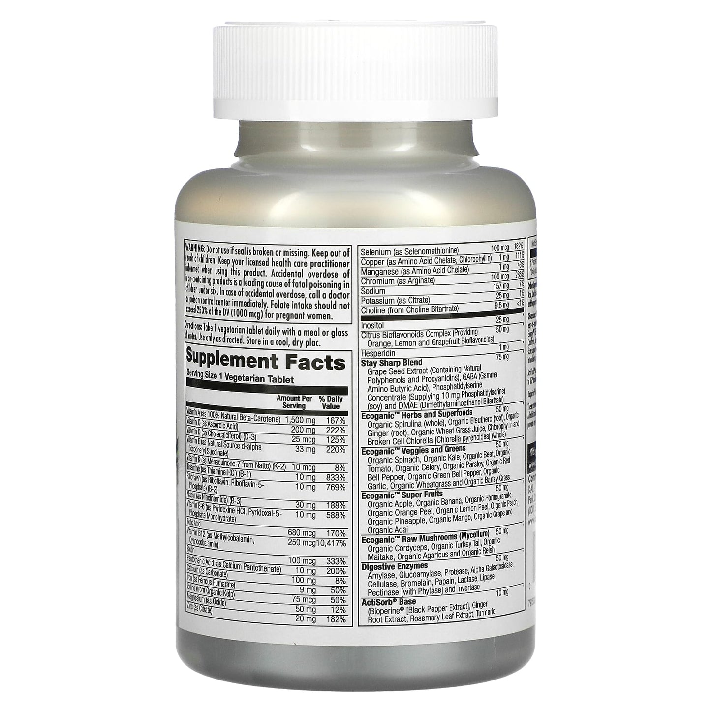 Kal, Enhanced Energy TEEN, 60 Tablets UPC 021245748106 | HiLife Vitamins