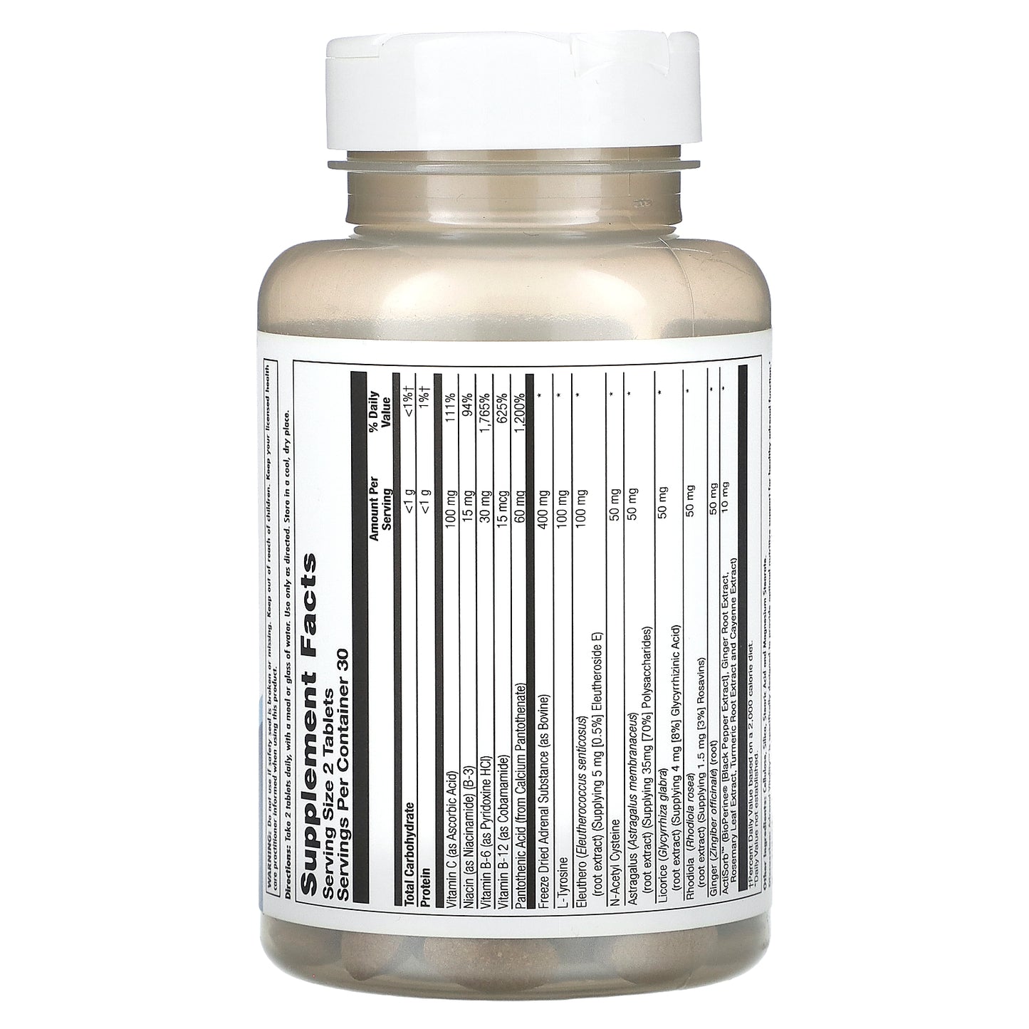 Kal, Adrenal Vitality, 60 Tablets UPC 021245790594 | HiLife Vitamins