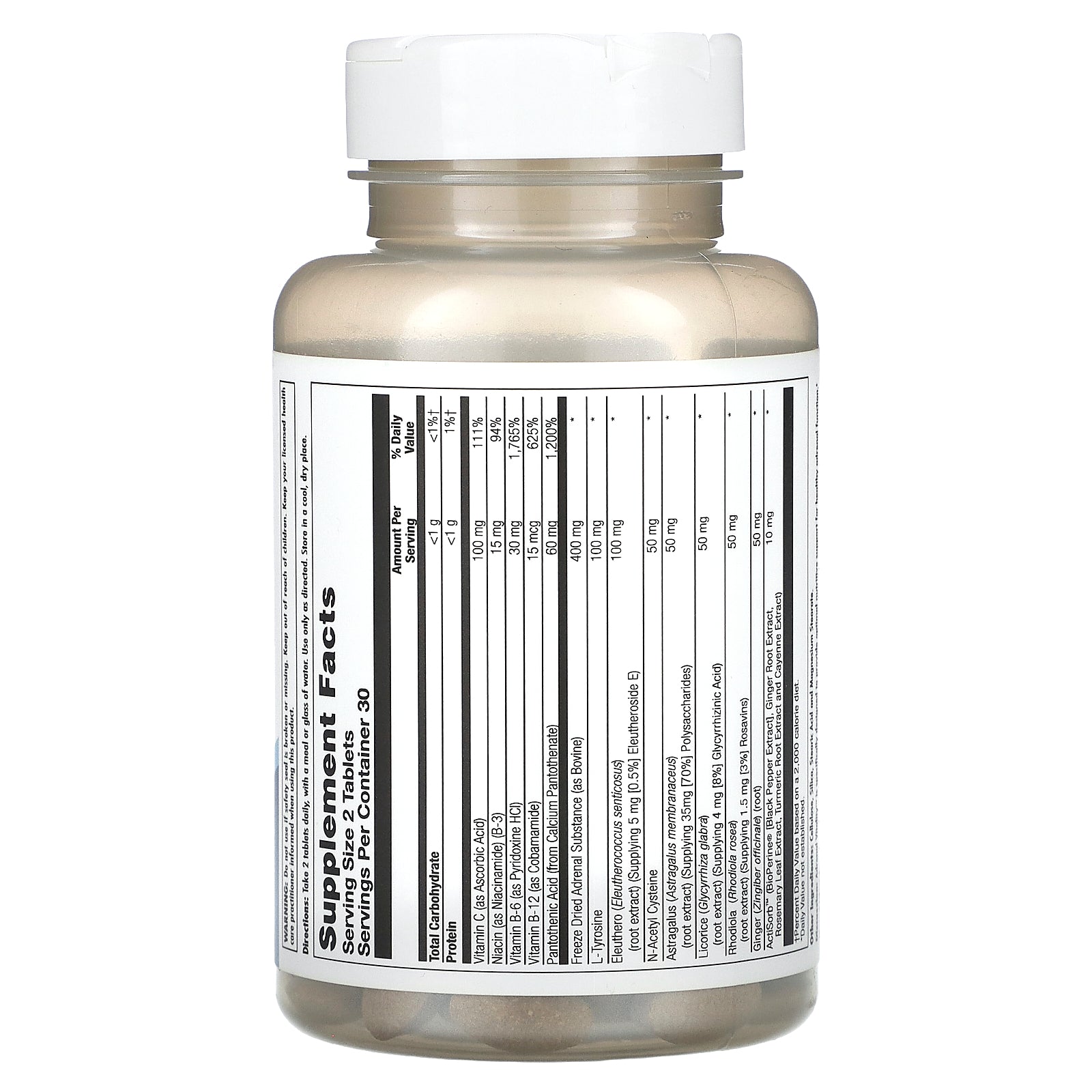 Kal, Adrenal Vitality, 60 Tablets UPC 021245790594 | HiLife Vitamins
