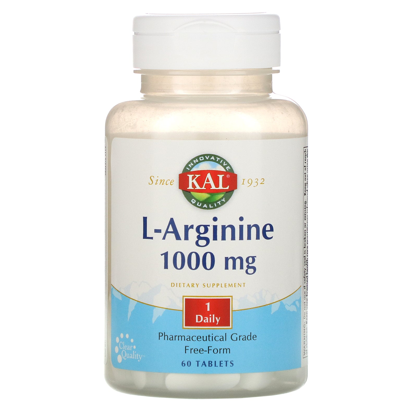 Kal, L-Arginine 1000mg, 60 Tablets UPC 021245794608 | HiLife Vitamins