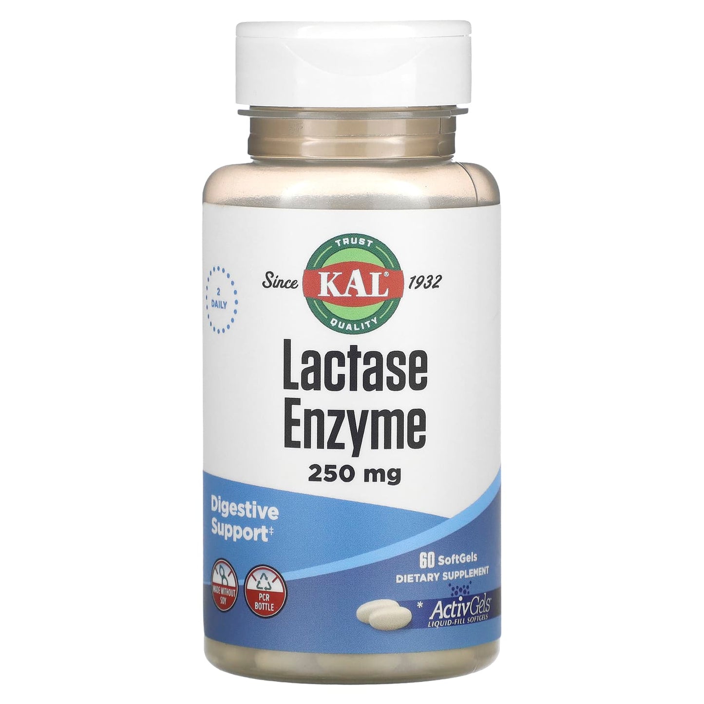 Kal, Lactase 250mg, 60 Softgels UPC 021245802068 | HiLife Vitamins