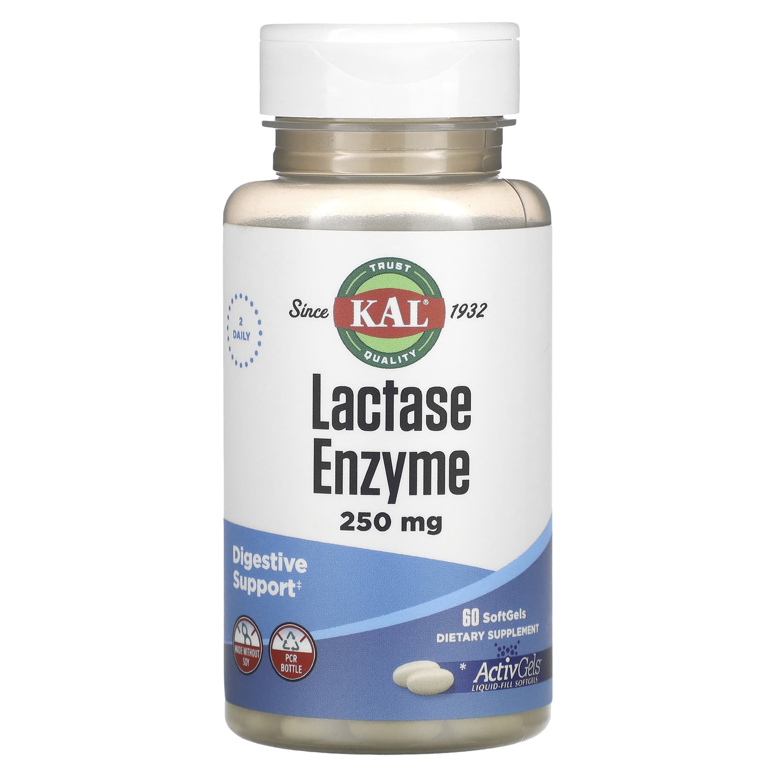 Kal, Lactase 250mg, 60 Softgels UPC 021245802068 | HiLife Vitamins