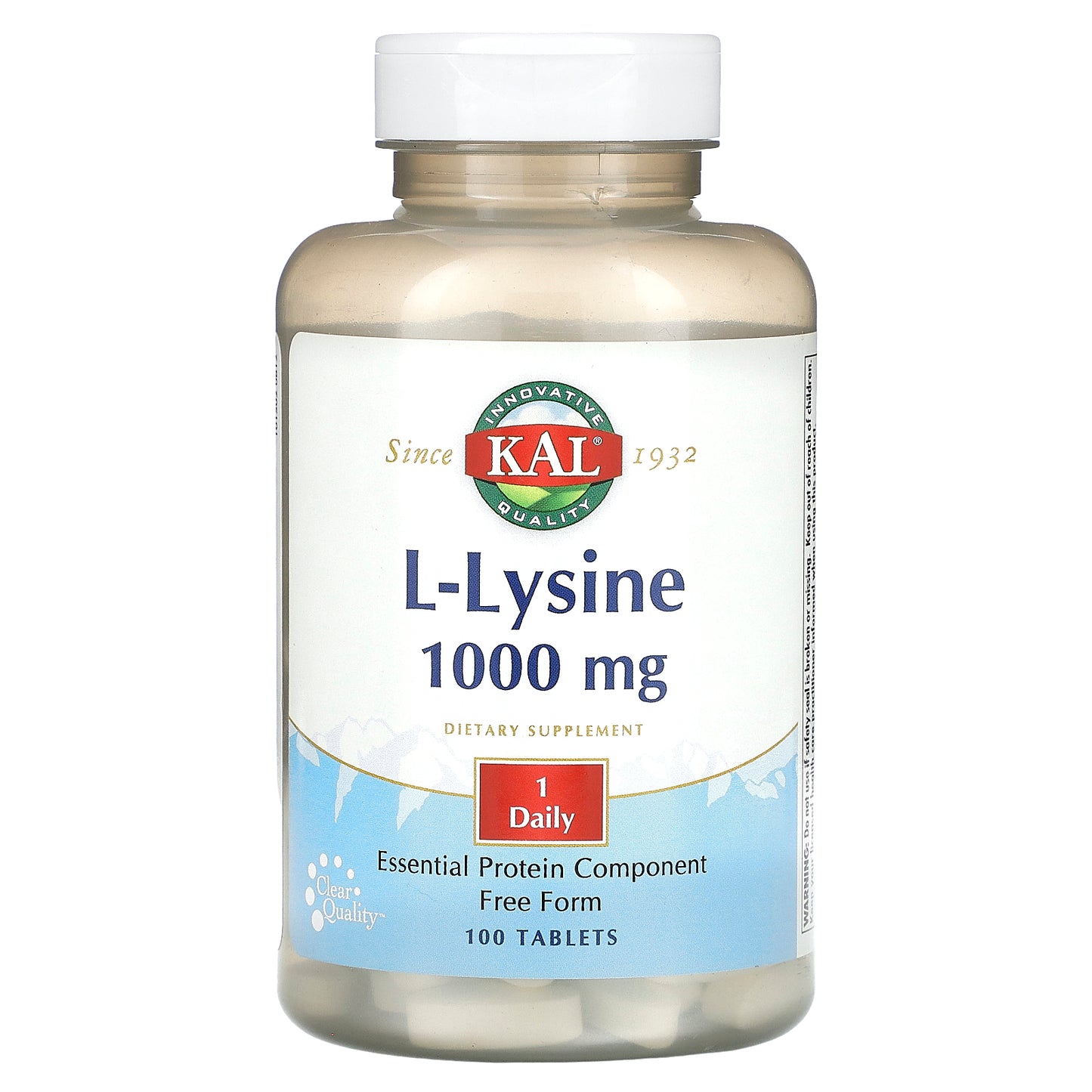 Kal, L-Lysine, 1,000 mg, 100 Tablets UPC 021245805144 | HiLife Vitamins