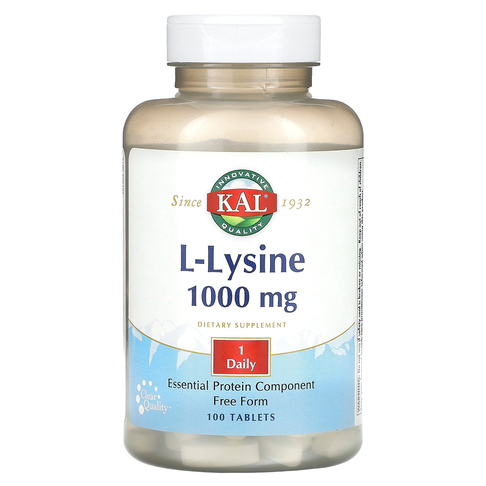 Kal, L-Lysine, 1,000 mg, 100 Tablets UPC 021245805144 | HiLife Vitamins