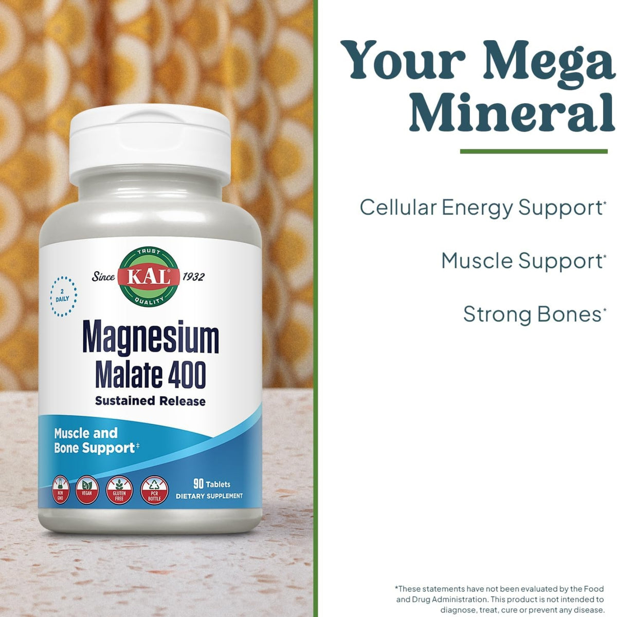 Kal, Magnesium Malate 400mg, 90 Tablets UPC 021245813095 | Hilife Vitamins