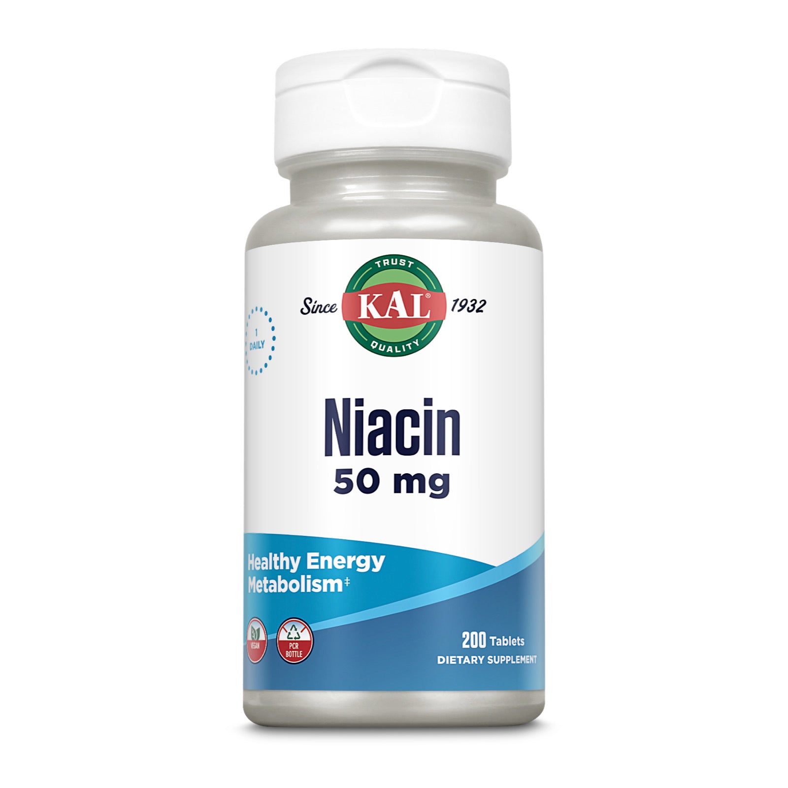 Kal, Niacin 50mg, 200 Tablets UPC 021245824350 | HiLife Vitamins