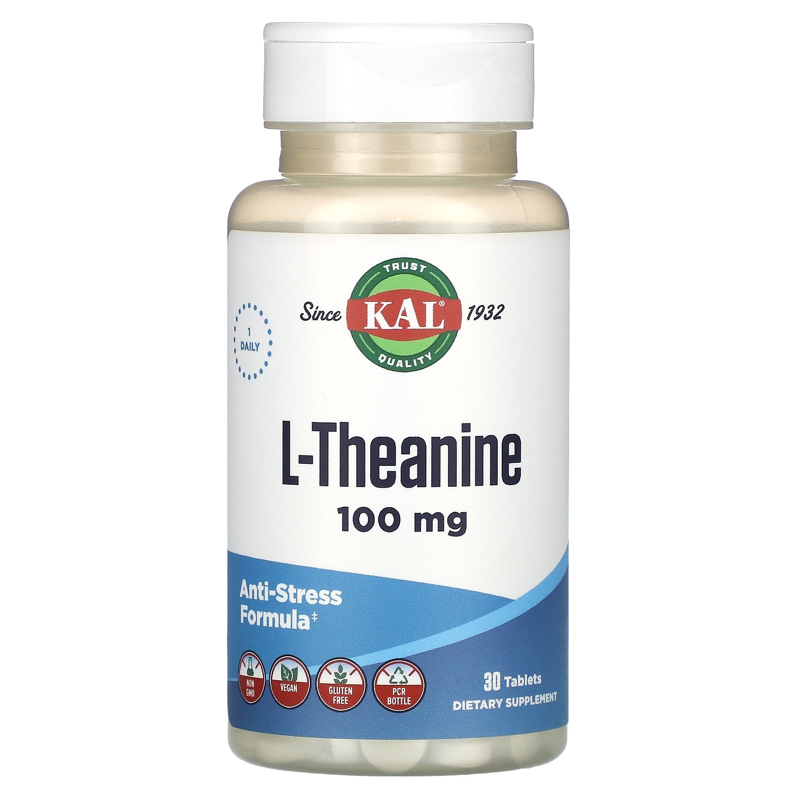 Kal, L-Theanine, 100 mg, 30 Tablets UPC 021245837770 | HiLife Vitamins