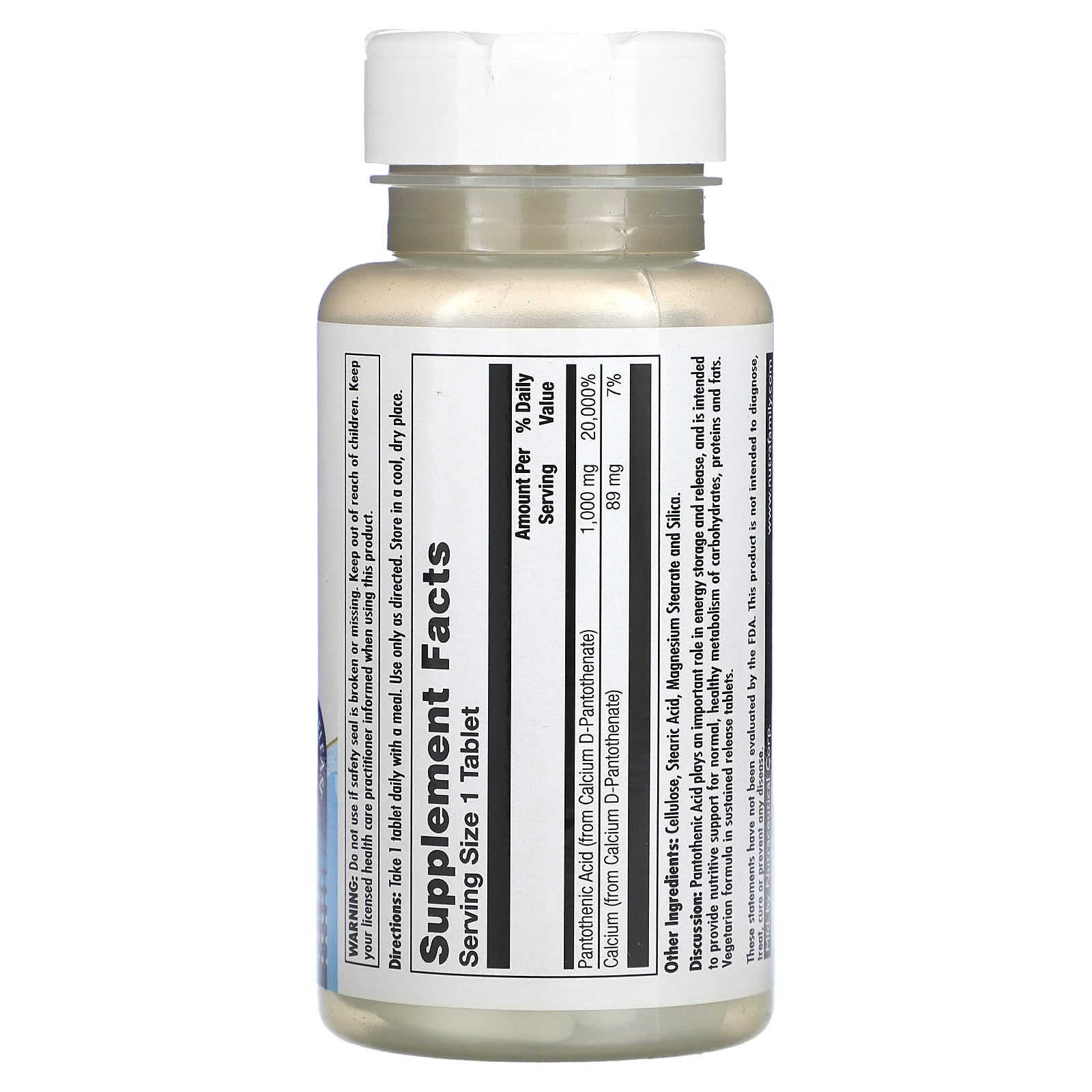 Kal, Pantothenic Acid , 1,000 mg, 50 Tablets UPC 021245839040 | HiLife Vitamins