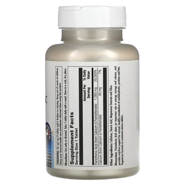 Kal, Pantothenic Acid 1000 mg, 100 Vegetarian Tablets UPC 021245839101 | HiLife Vitamins